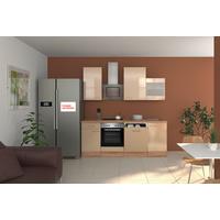 Küchenblock "Nepal" , Kaschmir/Sonoma Eiche - Kaschmir/Edelstahlfarben, MODERN, Glas/Holzwerkstoff (220cm) - FlexWell