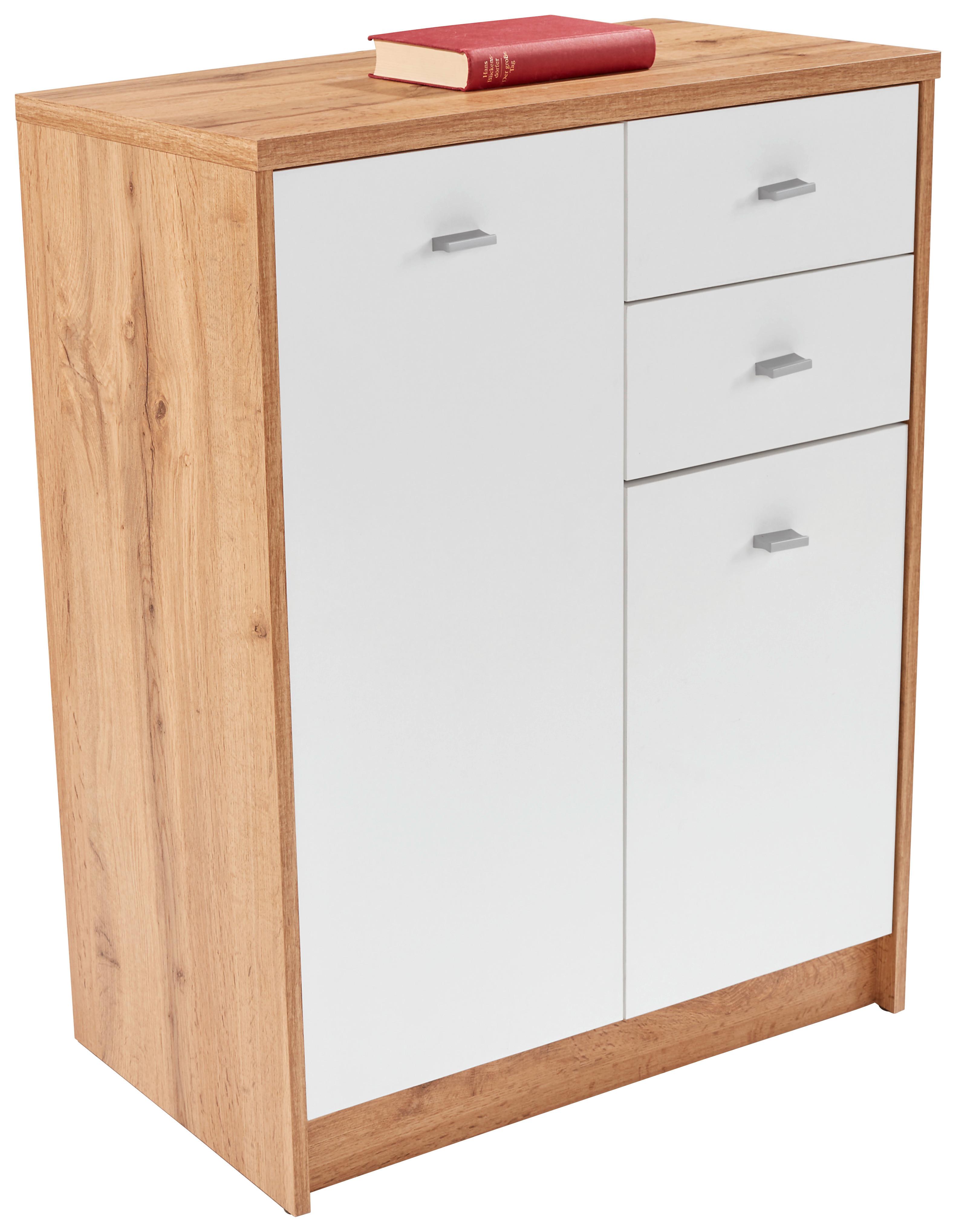 Comodă 4-You - alb/culoare lemn stejar, Modern, material pe bază de lemn (74/85,4/34,6cm)