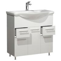 Kombiniran Umivalnik Lisalo Xl, Bela - srebrne barve/bela, Moderno, kovina/leseni material (75cm) - MID.YOU