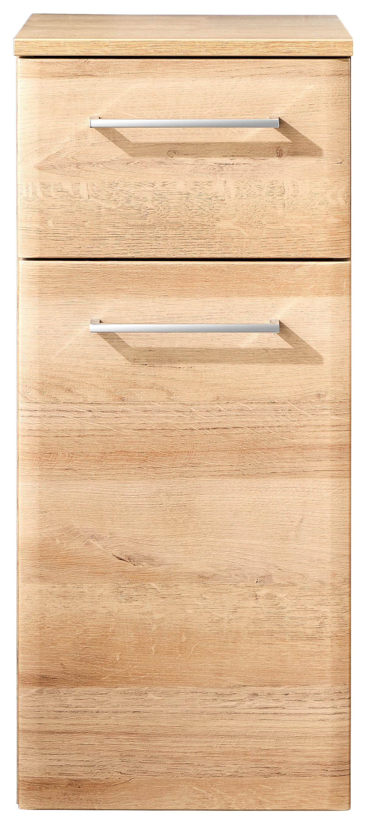 SZAFKA DOLNA PAULA - kolor dębowy/kolor chromowy, Konventionell, materiał drewnopochodny/szkło (30/72/33cm) - Xora
