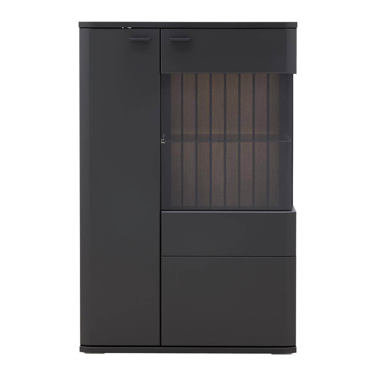 Highboard Carreto in Schwarz/Eichefarben - Eichefarben/Anthrazit, MODERN, Glas/Holzwerkstoff (80/124/38cm) - Premium Living