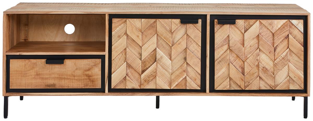 KOMODA NISKA LOWBOARD BASEL - kolor akacjowy/czarny, Modern, metal/drewno (175/60/45cm) - Livetastic