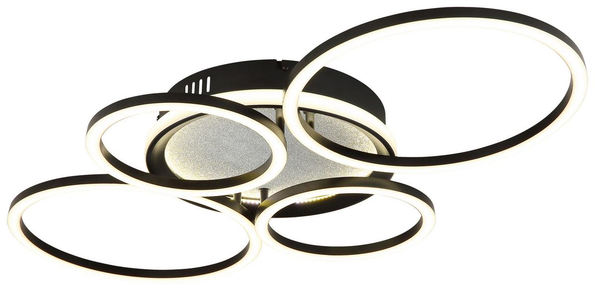 Stropna Led-svetilka Gustav - srebrne barve/črna, Moderno, kovina/umetna masa (72,2/51,7/10cm) - Mömax