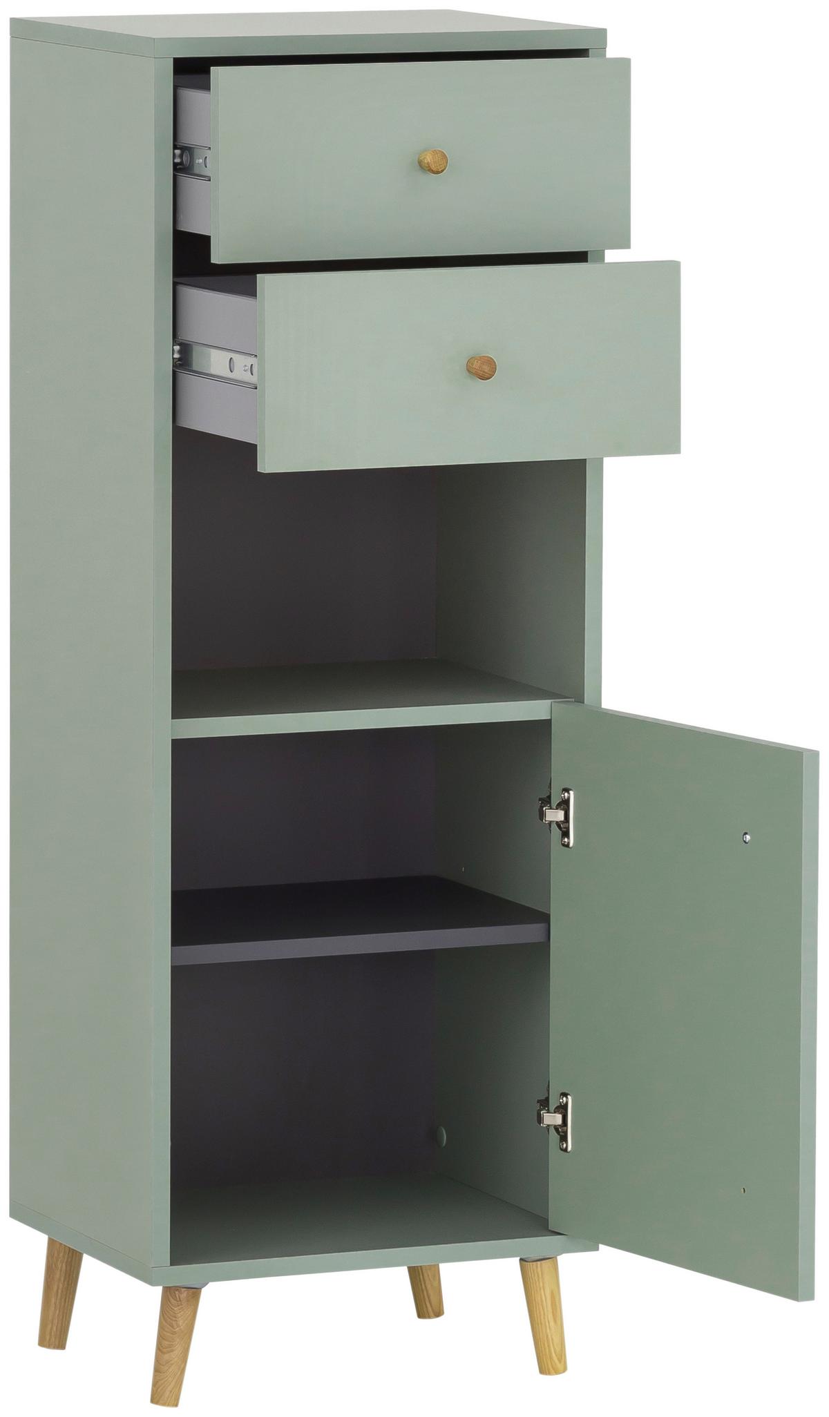 Visoka Komoda Bjarne, Zelena - zelena, Moderno, leseni material/les (40,3/113,4/33,1cm) - Stylife