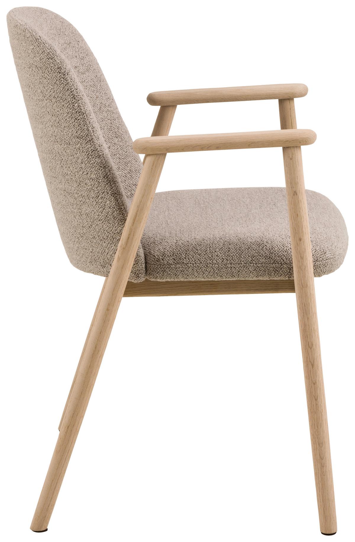 KRZESŁO Z PODŁOKIETNIKAMI LEO - beżowy/kolor dębowy, Modern, drewno/tkanina (55,5/80,5/57cm) - Livetastic