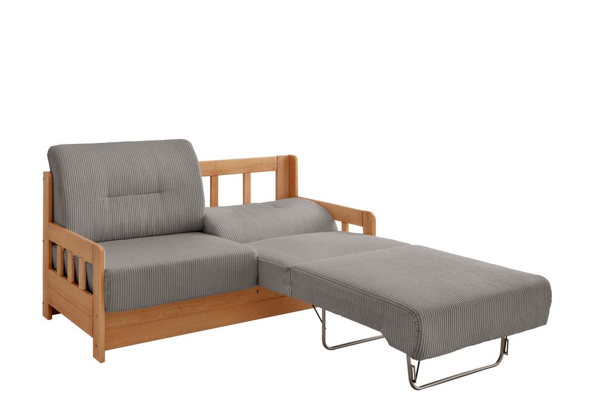 Schlafsofa Camino Holzkorpus Kiefer/Graubraun - Graubraun/Kieferfarben, MODERN, Holz/Textil (154/88/90cm) - Livetastic