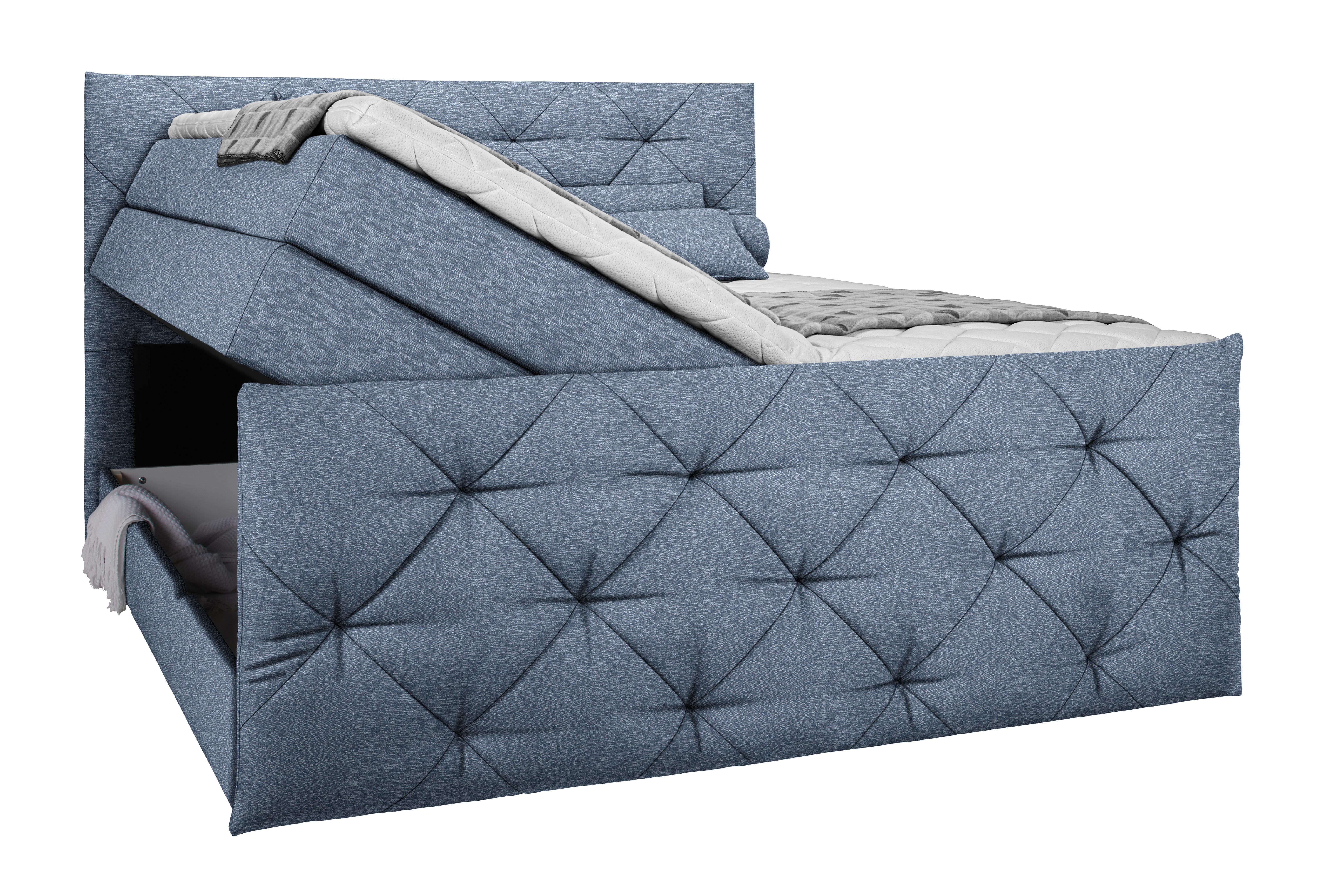 Boxspringbett in Blau ca. 160x200cm - Blau, Holz/Textil (160/200cm) - Premium Living