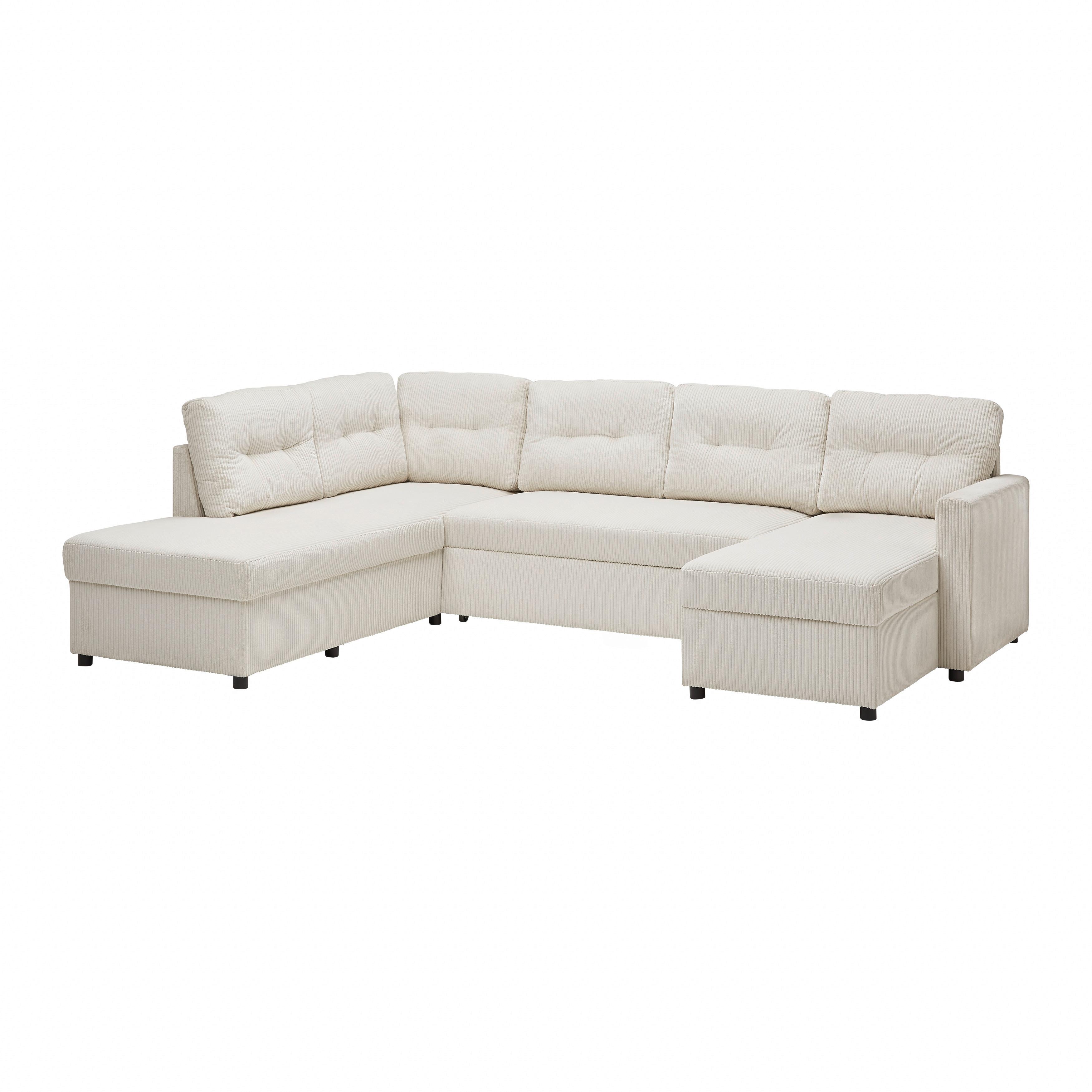 Wohnlandschaft Martina Acv links Pearl - Beige/Schwarz, MODERN, Holz/Holzwerkstoff (204/276/146cm) - Mömax