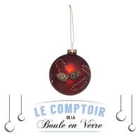 Glob de Crăciun din sticlă cca. 9 cm Pinecone - roșu închis, Modern, sticlă (9cm)