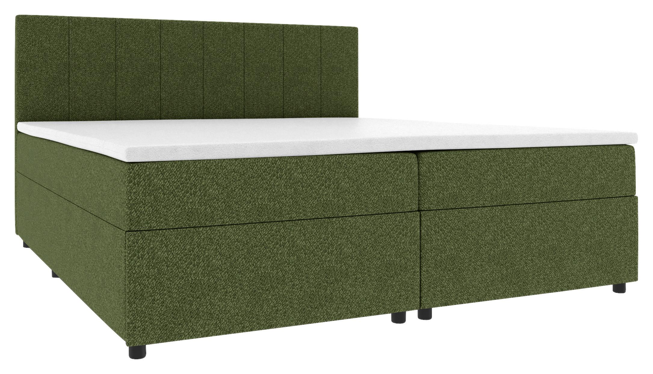 Boxbett Odin Dunkelgrün ca. 180x200cm - Dunkelgrün/Schwarz, KONVENTIONELL, Kunststoff/Textil (180/200cm) - Based