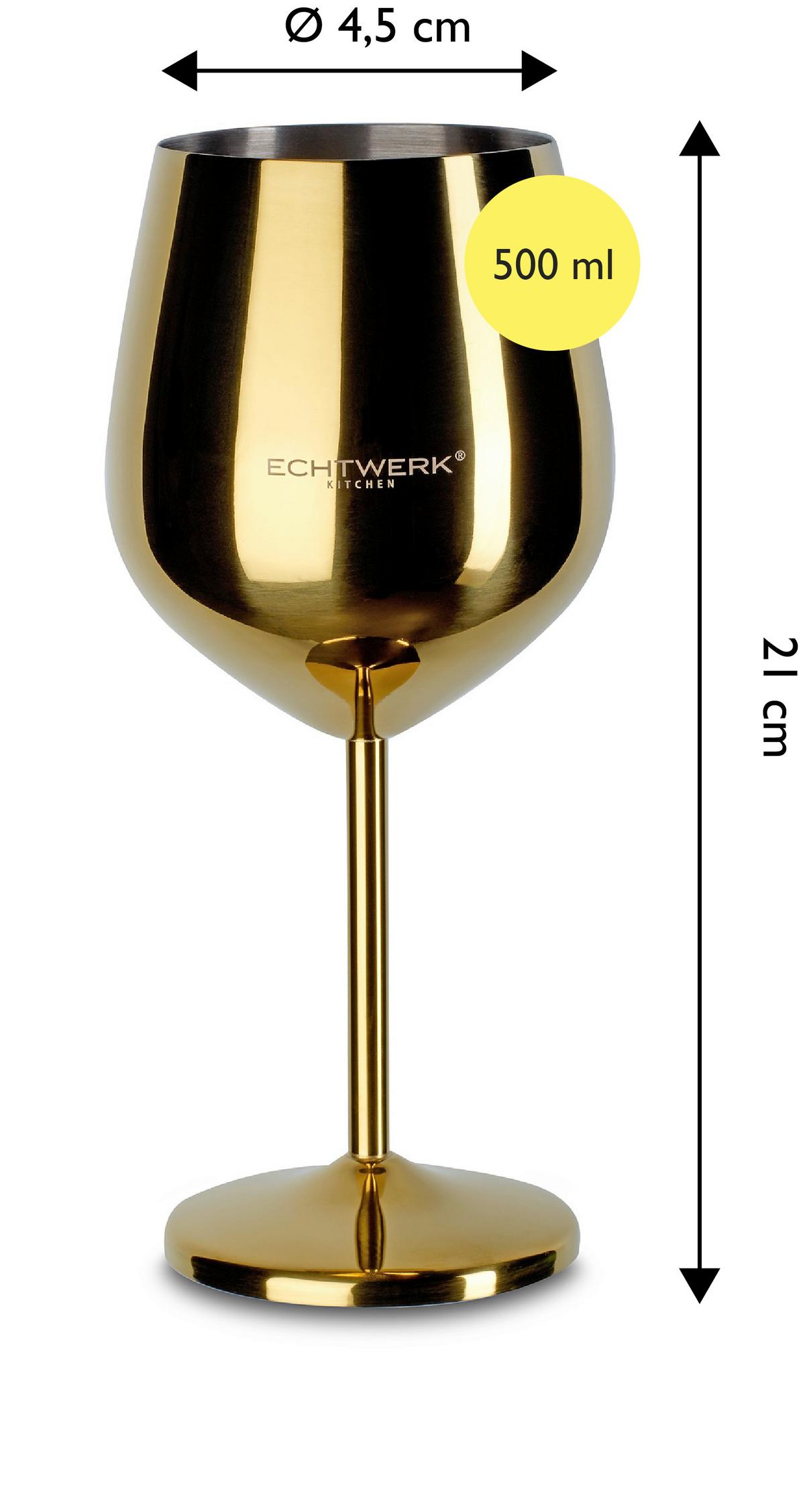 Weinglas Weingläser Set Goldfarben ca. 500ml 2 Stk. - Goldfarben, Basics, Metall (9,3/4,5/21cm) - Echtwerk