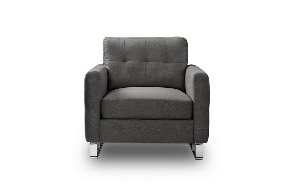 1,5-Sitzer-Sofa Hera Grau - Chromfarben/Grau, Basics, Holz/Textil (93/92/94cm) - MID.YOU