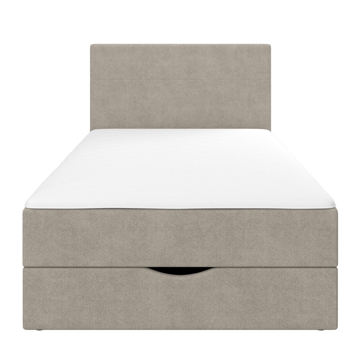 Boxbett Ace ca. 120x200 cm Beige intgr. Topper - Beige/Schwarz, MODERN, Holz/Kunststoff (120/200cm) - Bessagi Home