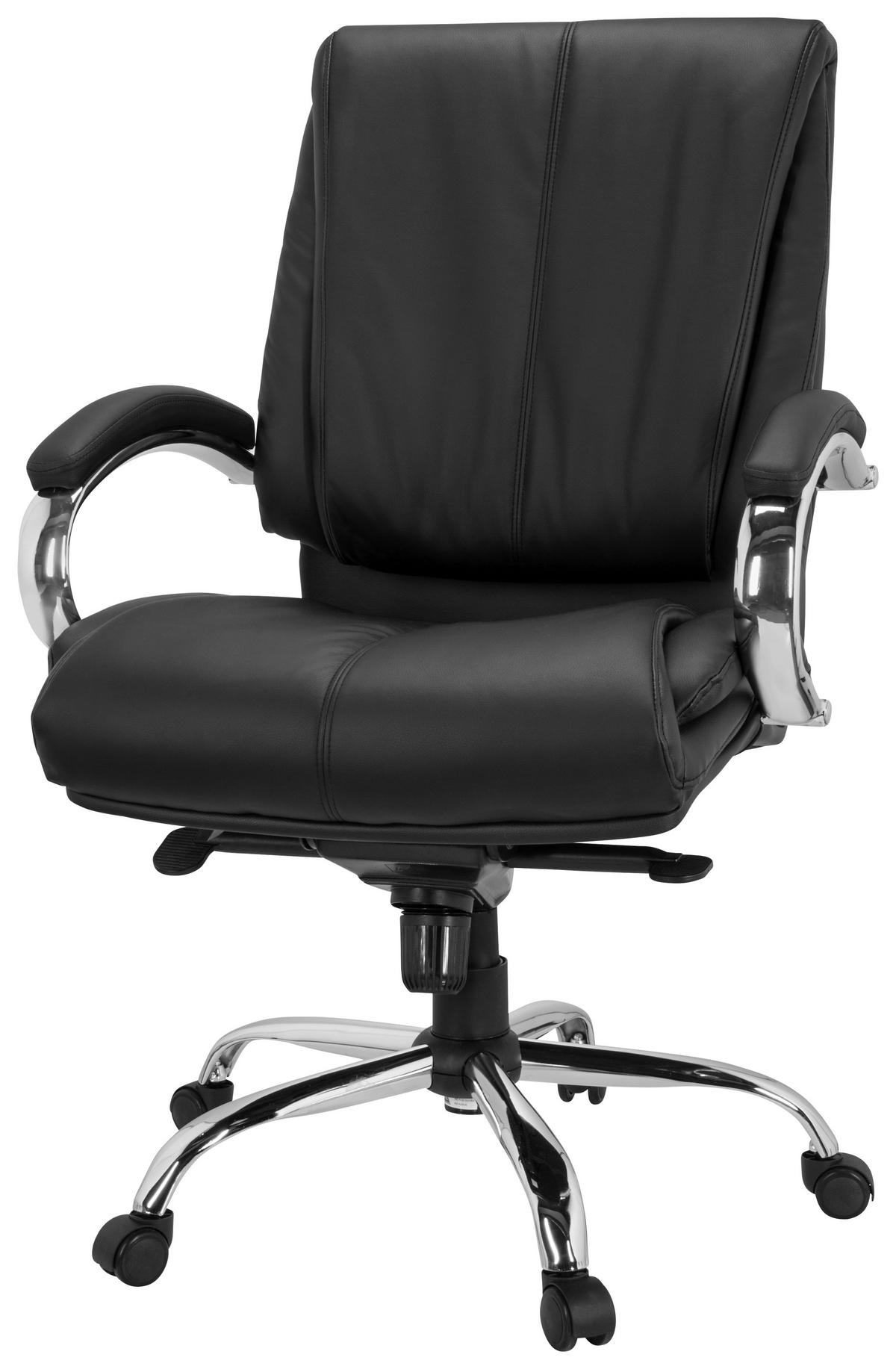 Pisarniški Stol Xxl H 100 Pu, Črna - srebrne barve/črna, Basics, kovina/umetna masa (66/113/70cm) - MID.YOU