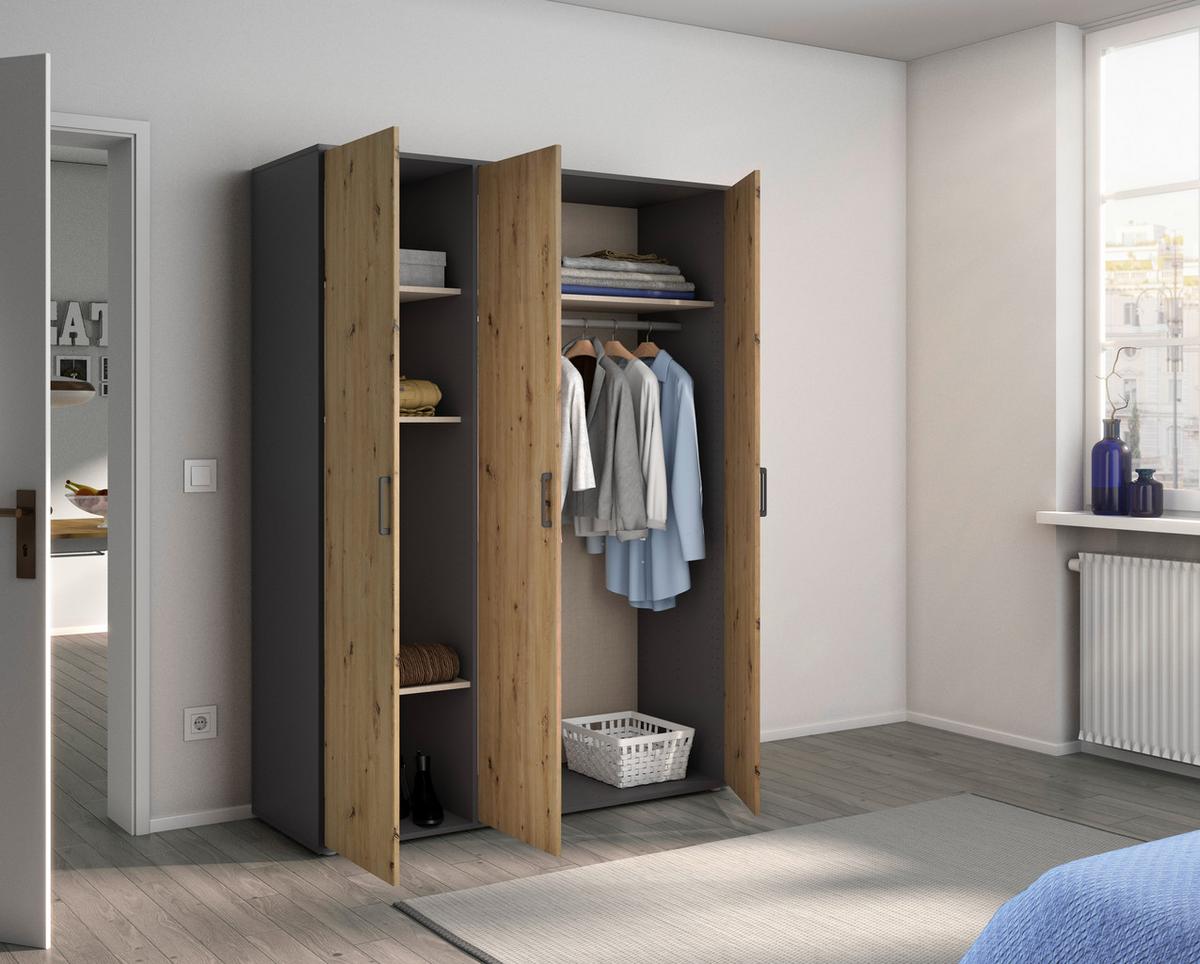 DULAP  USI ROTATIVE VOYAGER - stejar Artisan/gri, Modern, material pe bază de lemn (140/194/53cm) - Modern Living