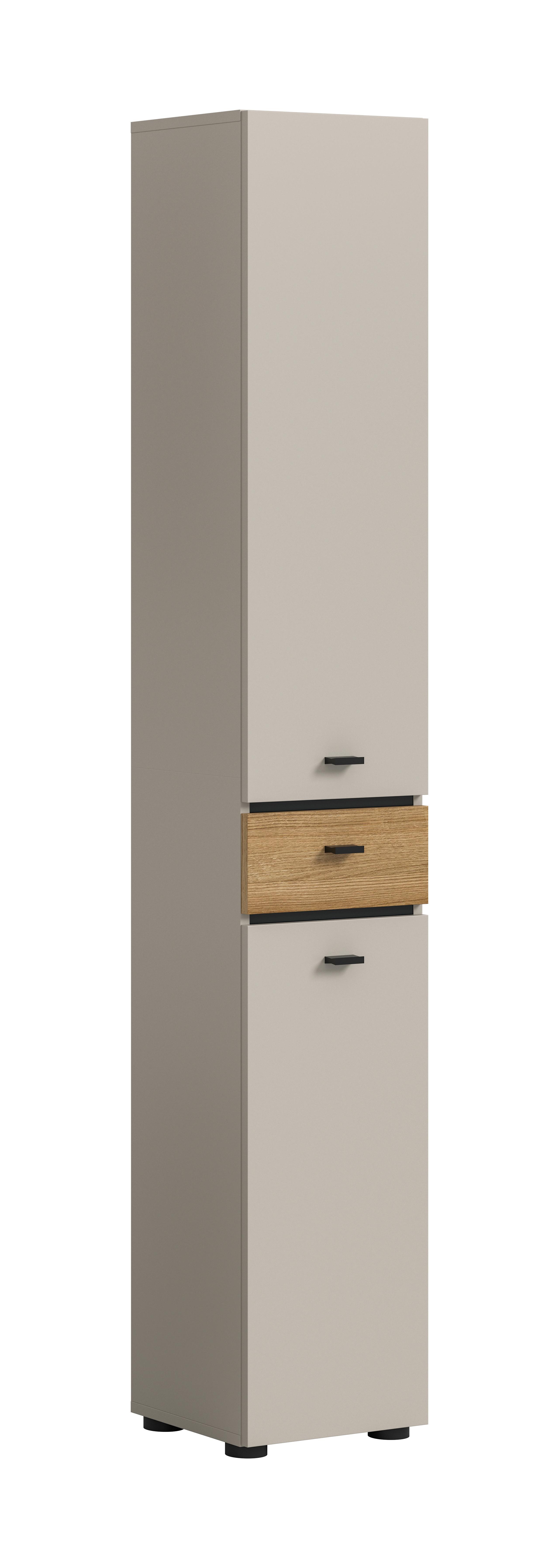 Hochschrank Aqua Eichefarben/Kaschmir - Kaschmir/Eichefarben, Trend, Holzwerkstoff/Kunststoff (32/191/30cm) - MID.YOU