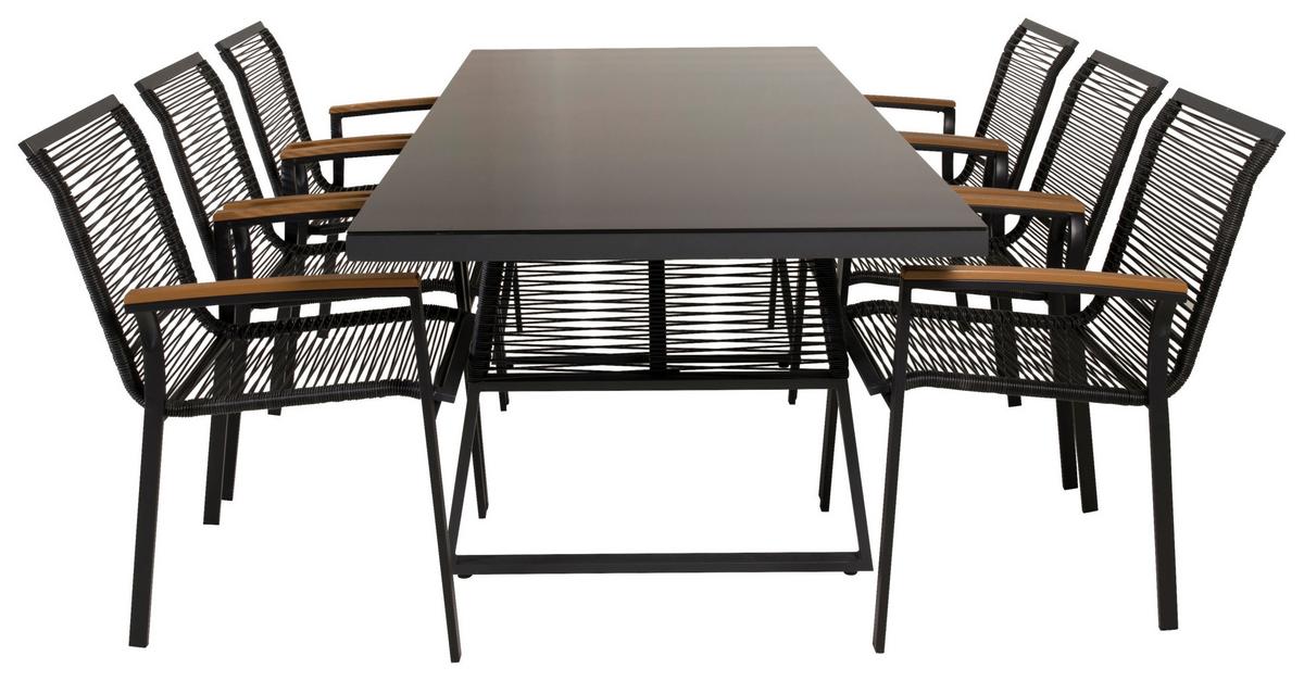 Gartenstuhl 2er-Set Dallas ca. 57x83,5x63,5 cm Schwarz - Schwarz/Akaziefarben, KONVENTIONELL, Holz/Kunststoff (57/83,5/63,5cm) - Gardenson