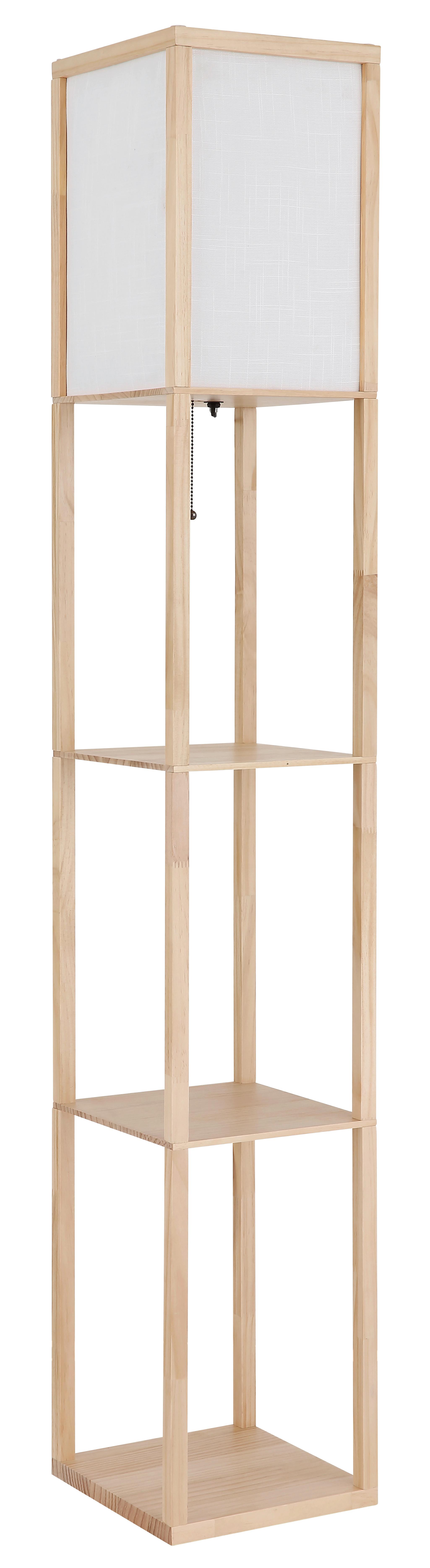 Állólámpa 58611 Tabitha - fehér/világosbarna, Natur, textil/fa (26/26/159cm) - Globo