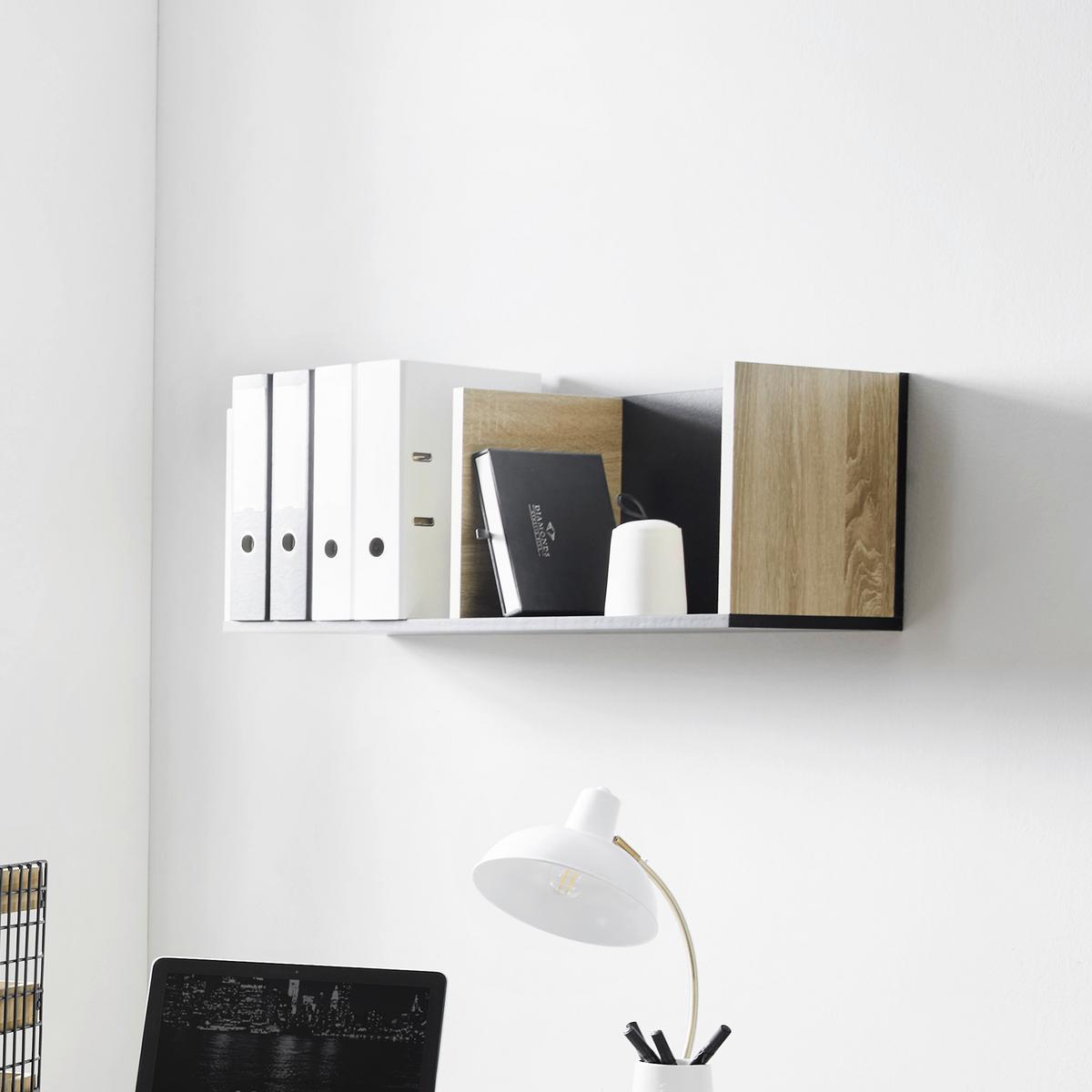 Wandregal Lori Natur/Schwarz MDF - Schwarz/Naturfarben, MODERN (80/29,5/29,5cm) - Bessagi Home