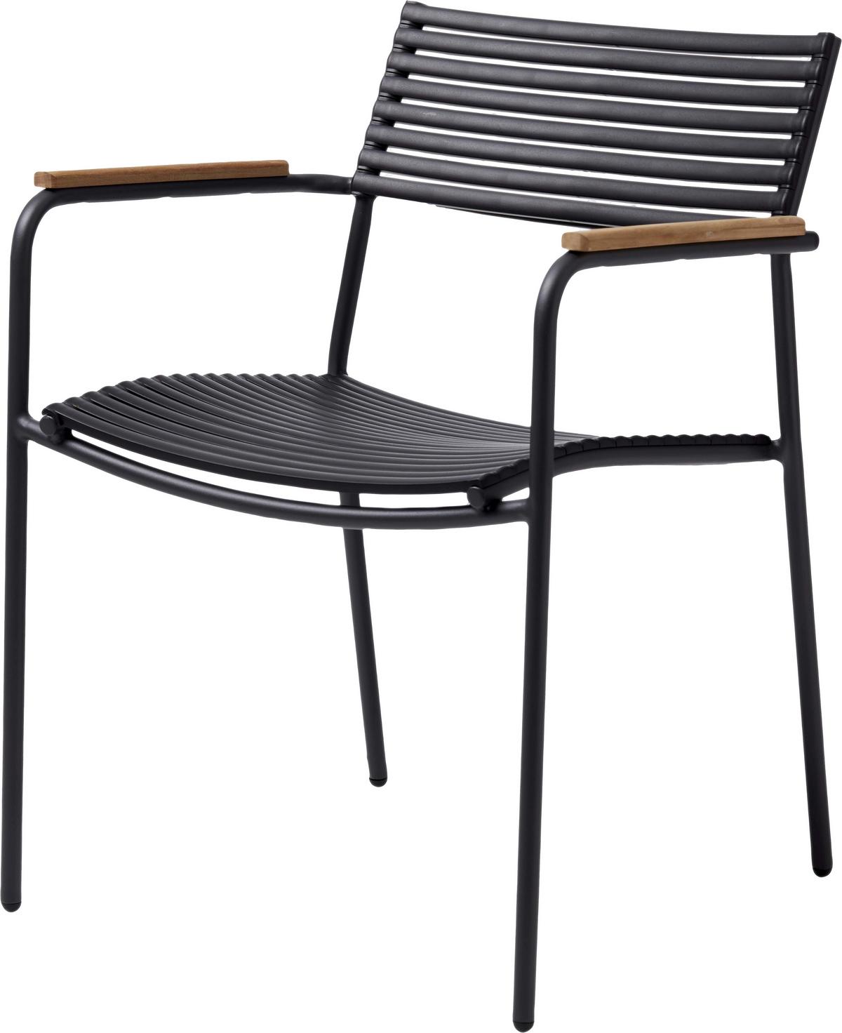 Stapelstuhl Mood Air Anthrazit/Teakholz - Anthrazit/Teakfarben, KONVENTIONELL, Holz/Kunststoff (60/78/56cm) - Gardenson