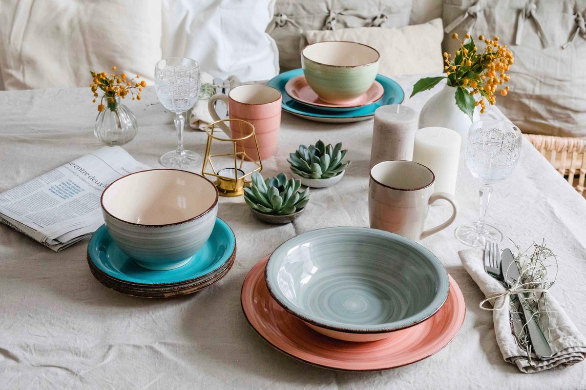 KOMBISERVICE KOMBISERVICE, 931603 - Blaugrau/Olivgrün, Basics, Keramik - Mäser