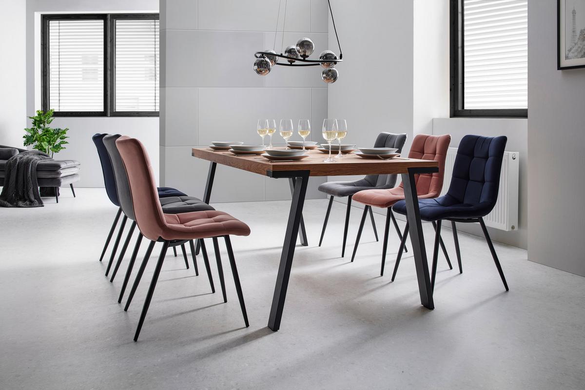 Stuhl Suri Rosa Samt Gepolstert - Schwarz/Rosa, MODERN, Holz/Textil (46/87/59cm) - Bessagi Home