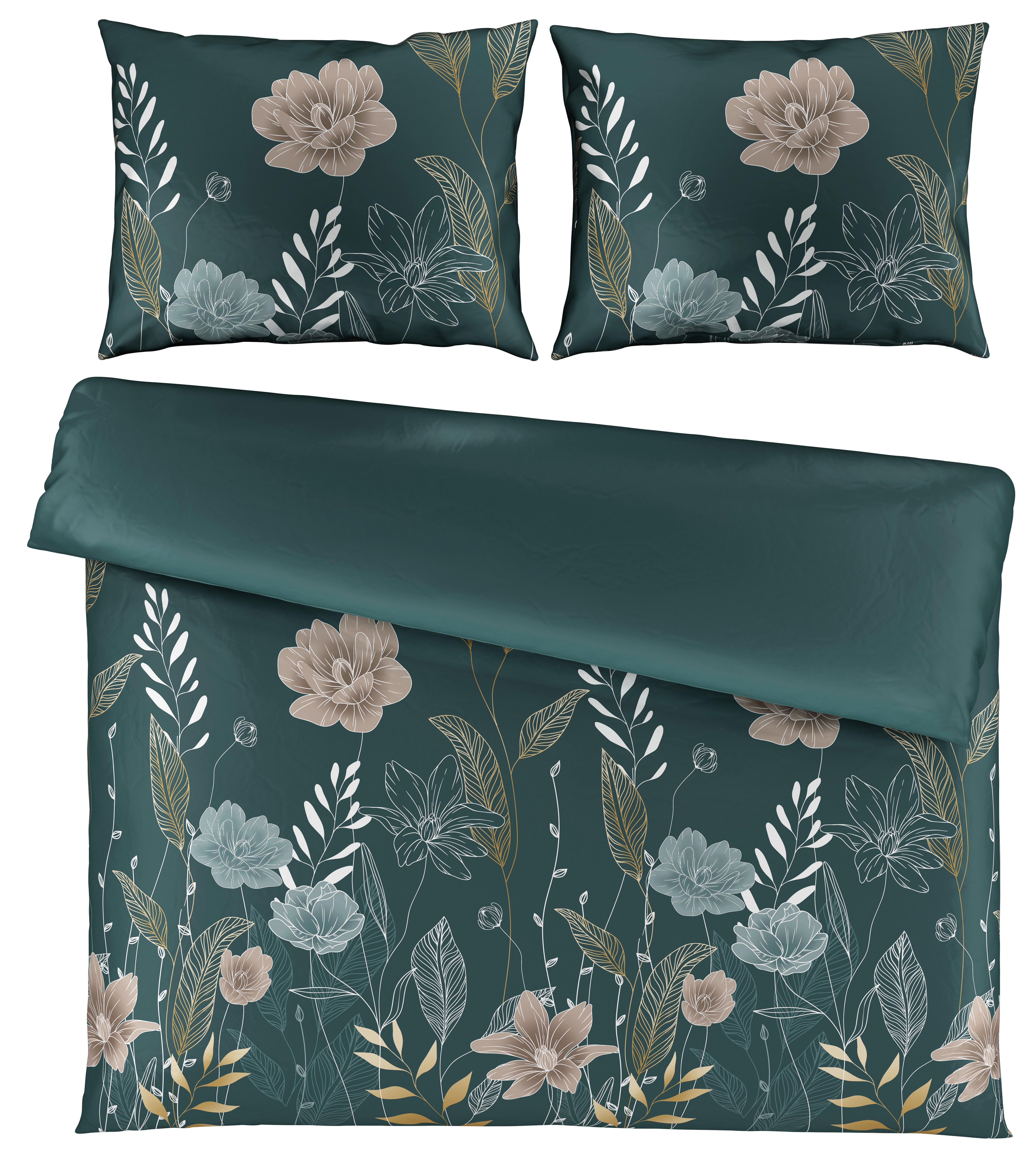 Bettwäsche Nala XXL Grün ca. 200x220cm - Grün, ROMANTIK / LANDHAUS, Textil (200/220cm) - Modern Living