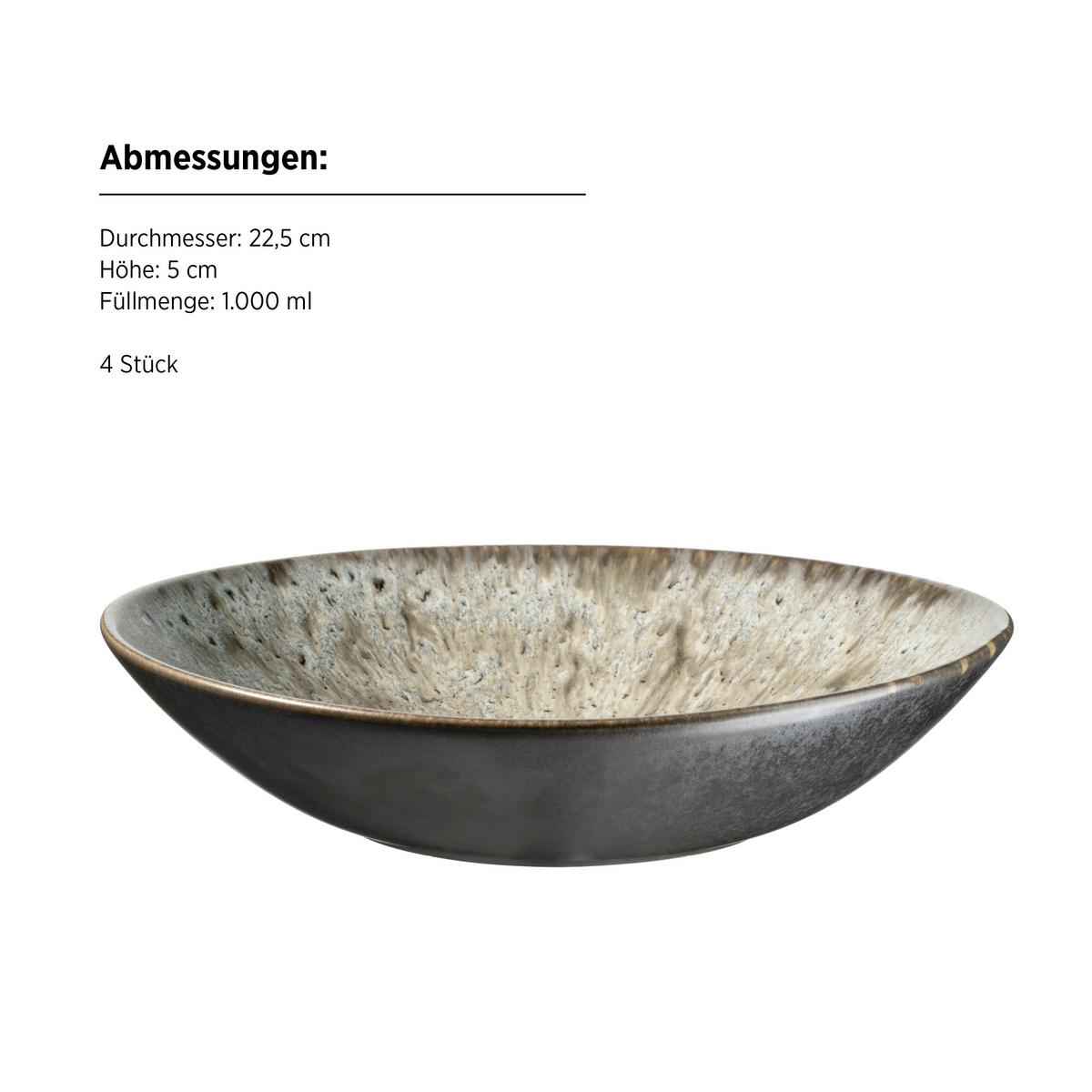 SUPPENTELLERSET 935541 CARELLIA TELLERSET - Grau, Basics, Keramik (22,5/5cm) - Mäser