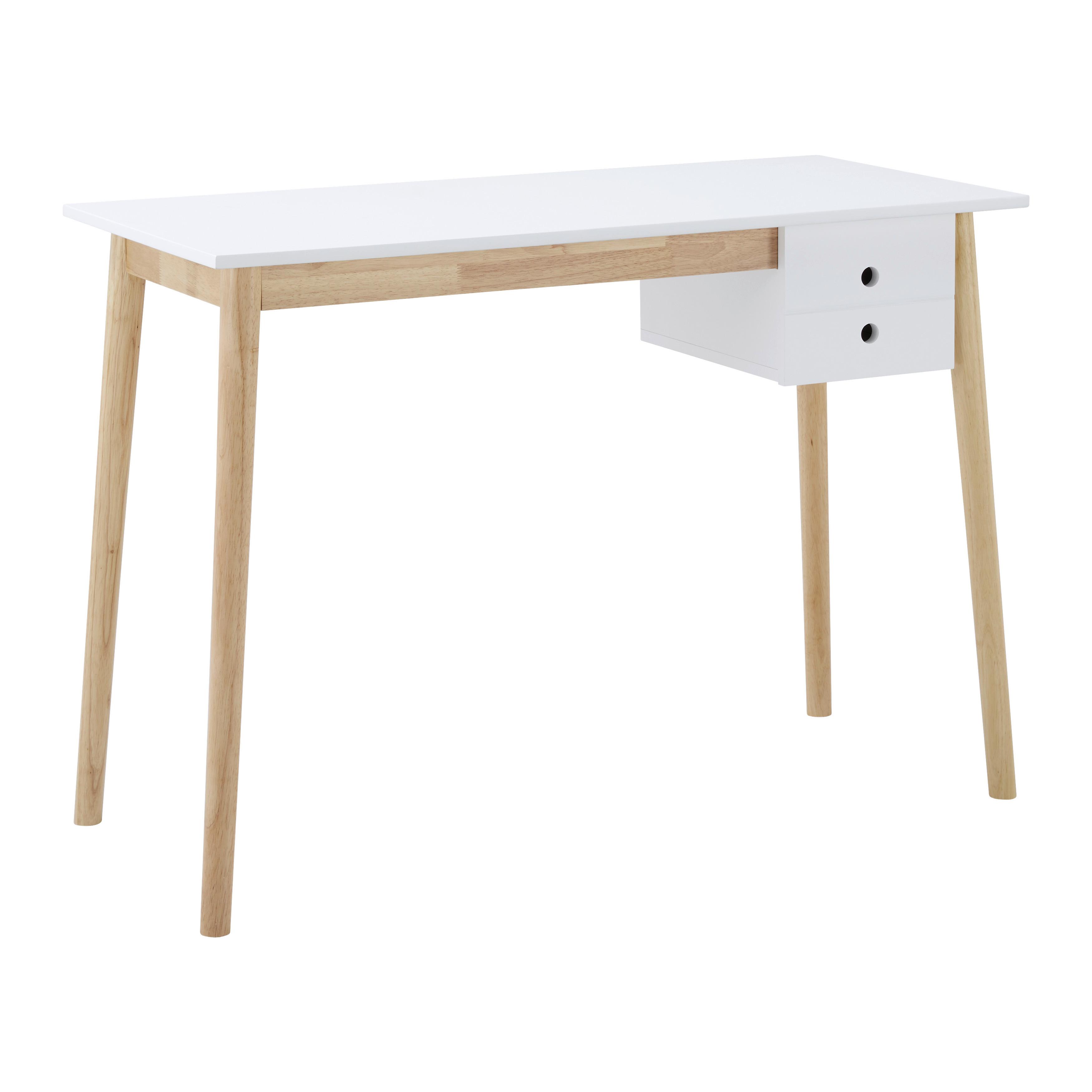 Schreibtisch Melanie Weiß Echtholz/MDF ca. 106x48 cm - Weiß/Naturfarben, MODERN, Holz (106/48/77cm) - Bessagi Home