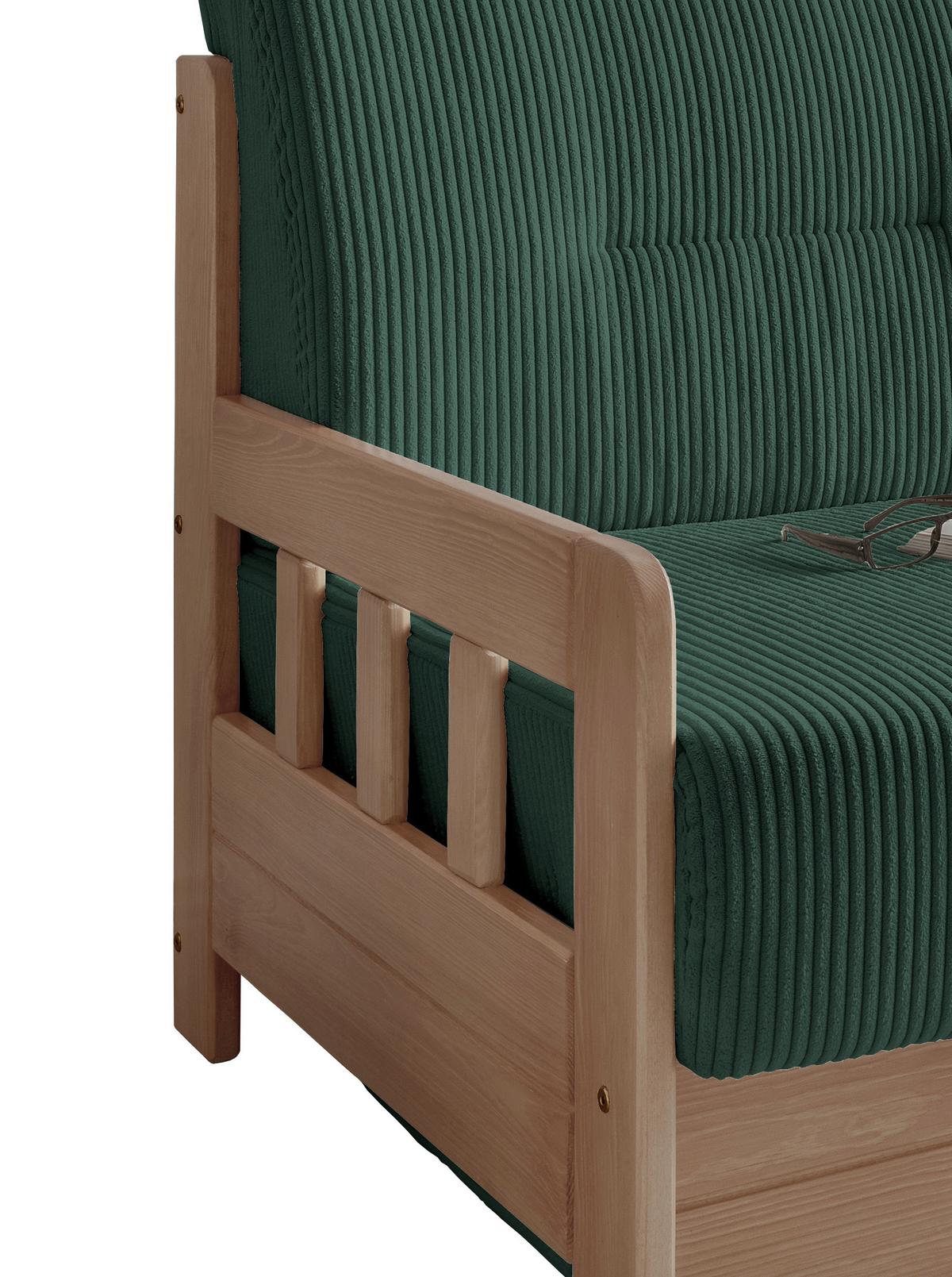 Schlafsofa Camino Holzkorpus Natur/Dunkelgrün - Dunkelgrün/Naturfarben, MODERN, Holz/Textil (154/88/90cm) - Livetastic