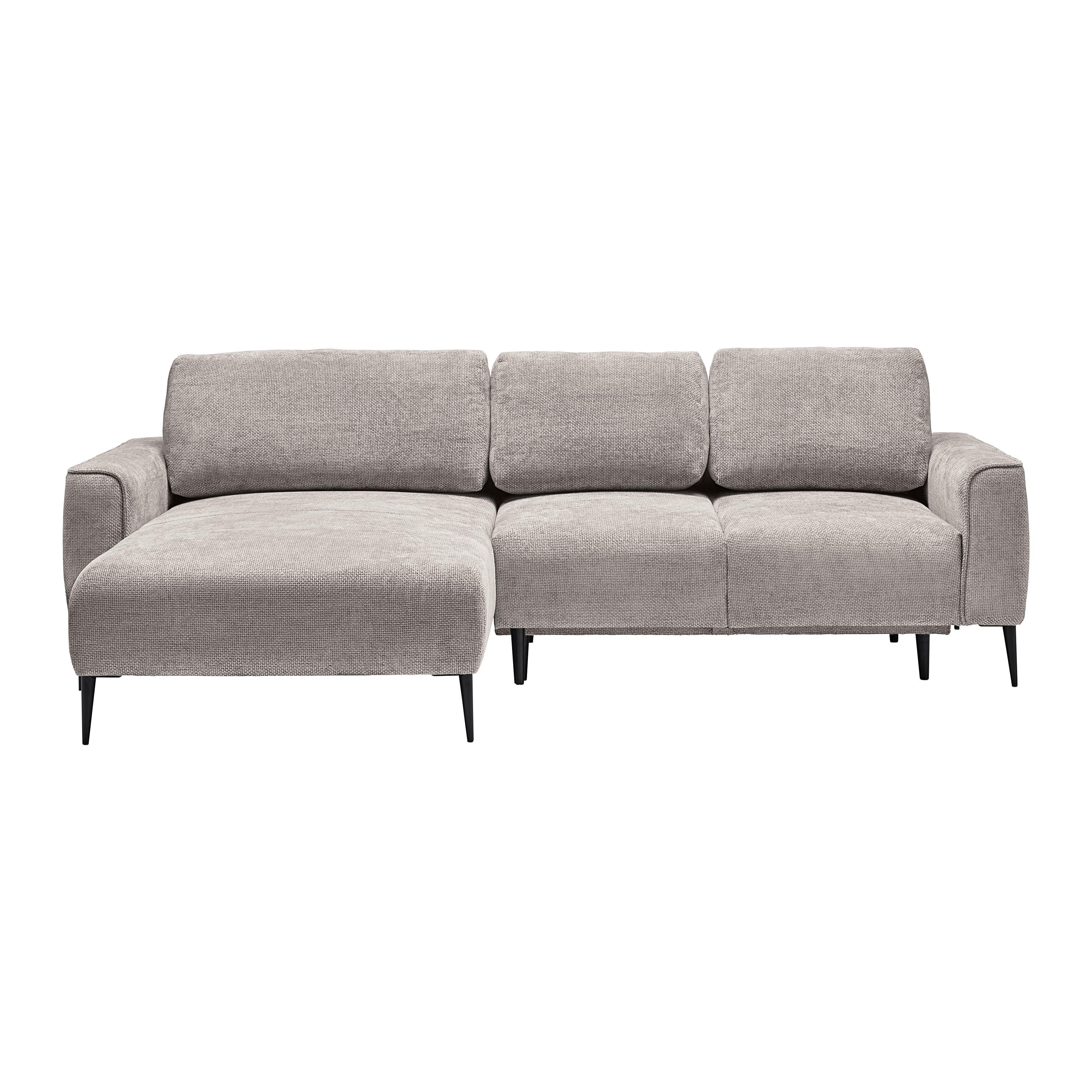 Ecksofa Custom Hellgrau - Hellgrau/Schwarz, MODERN, Textil/Metall (164/85/255cm) - Mömax