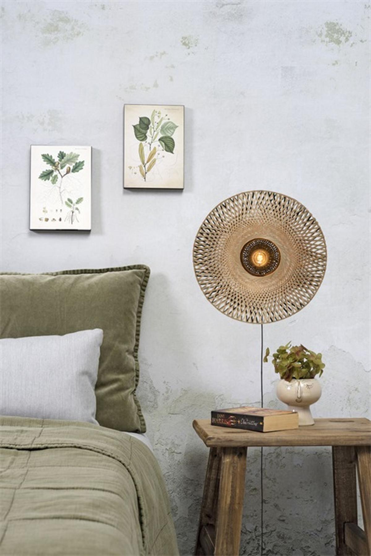 KINKIET KALIMANTAN/W12/BN - czarny/jasnobrązowy, Design, materiały naturalne (47/13cm) - Good & Mojo