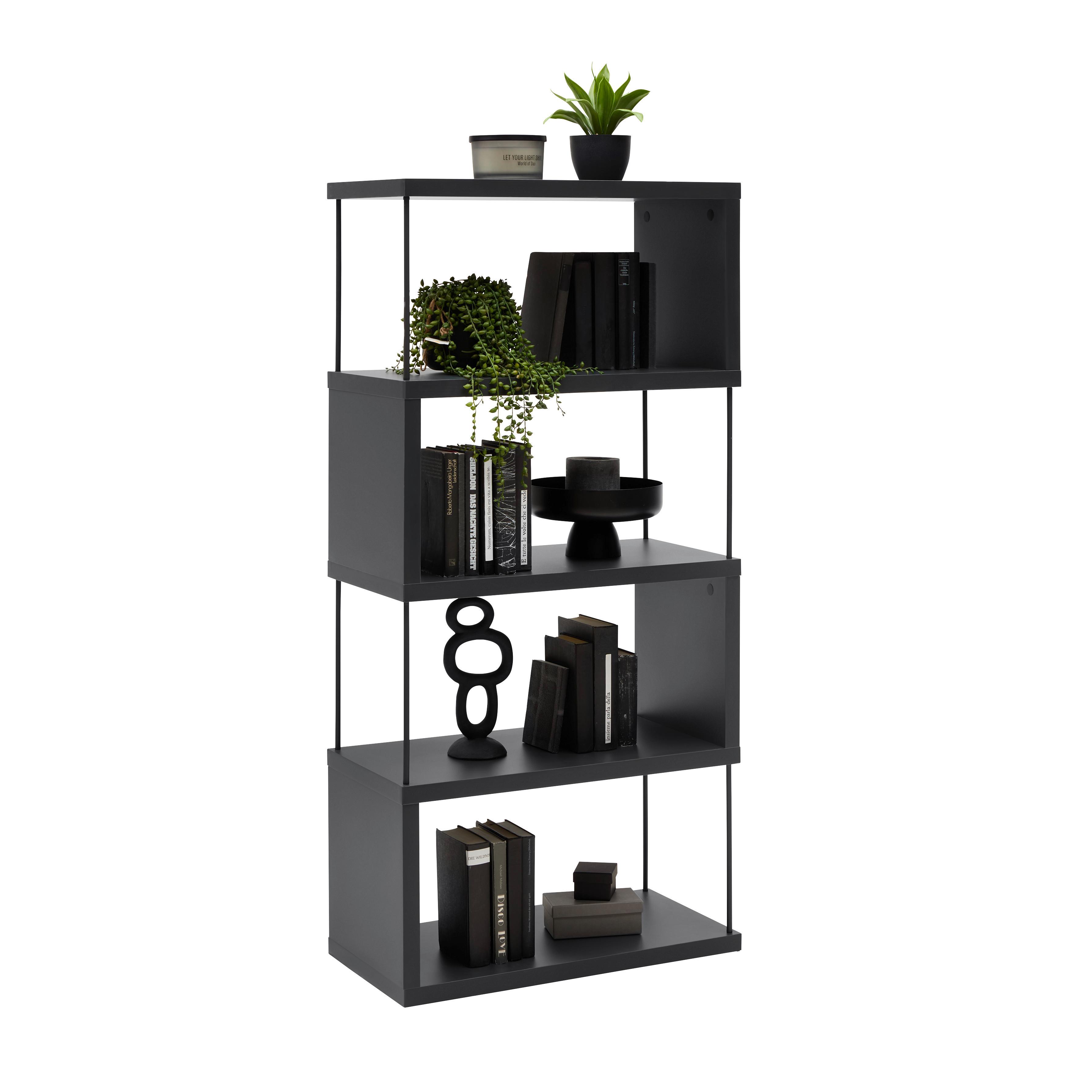 HYLLA PINNAR - mörkgrå, Modern, metall/trämaterial (66/136,5/33cm) - Mömax