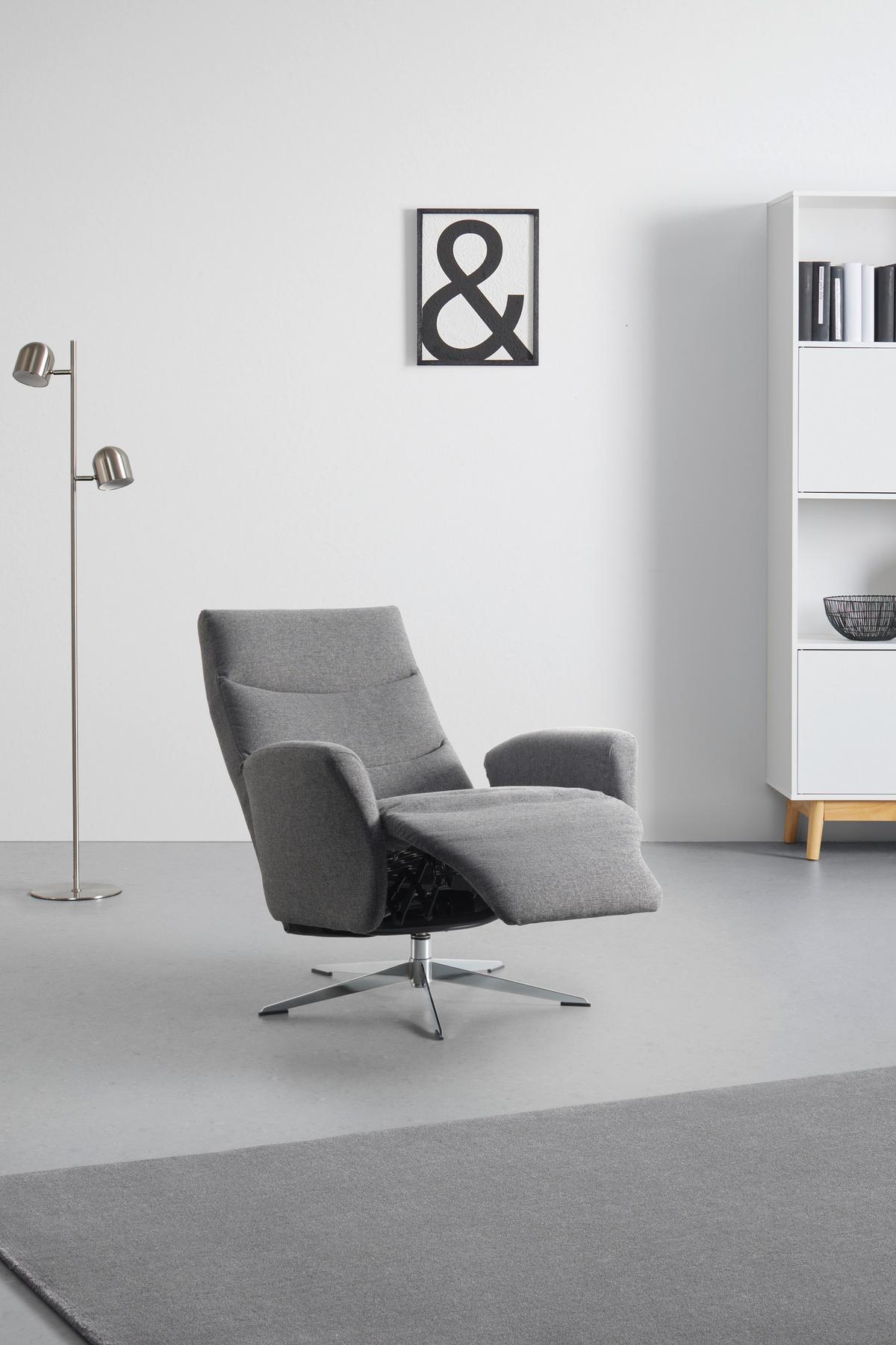 Relaxsessel SUP in Anthrazit - Dunkelgrau, MODERN, Textil/Metall (73/106/82cm) - Premium Living