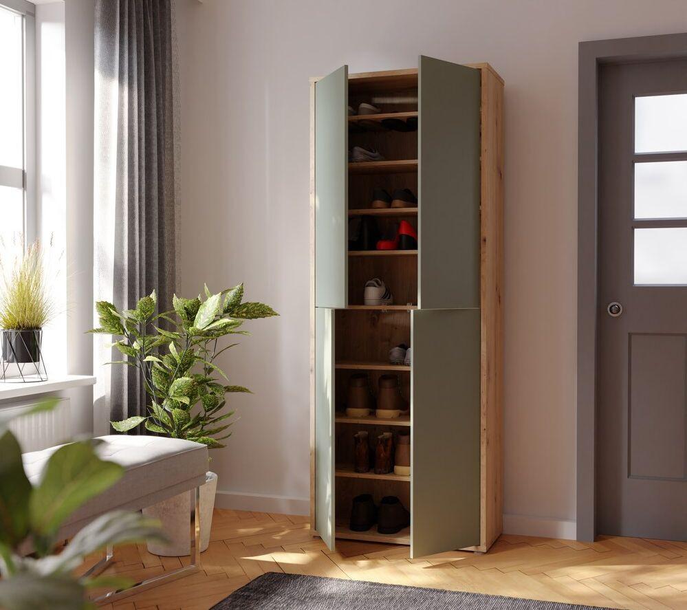 Ormar Za Cipele Alice - siva/hrast Artisan, Moderno, drvni materijal/plastika (74,5/191,9/34,9cm) - Modern Living