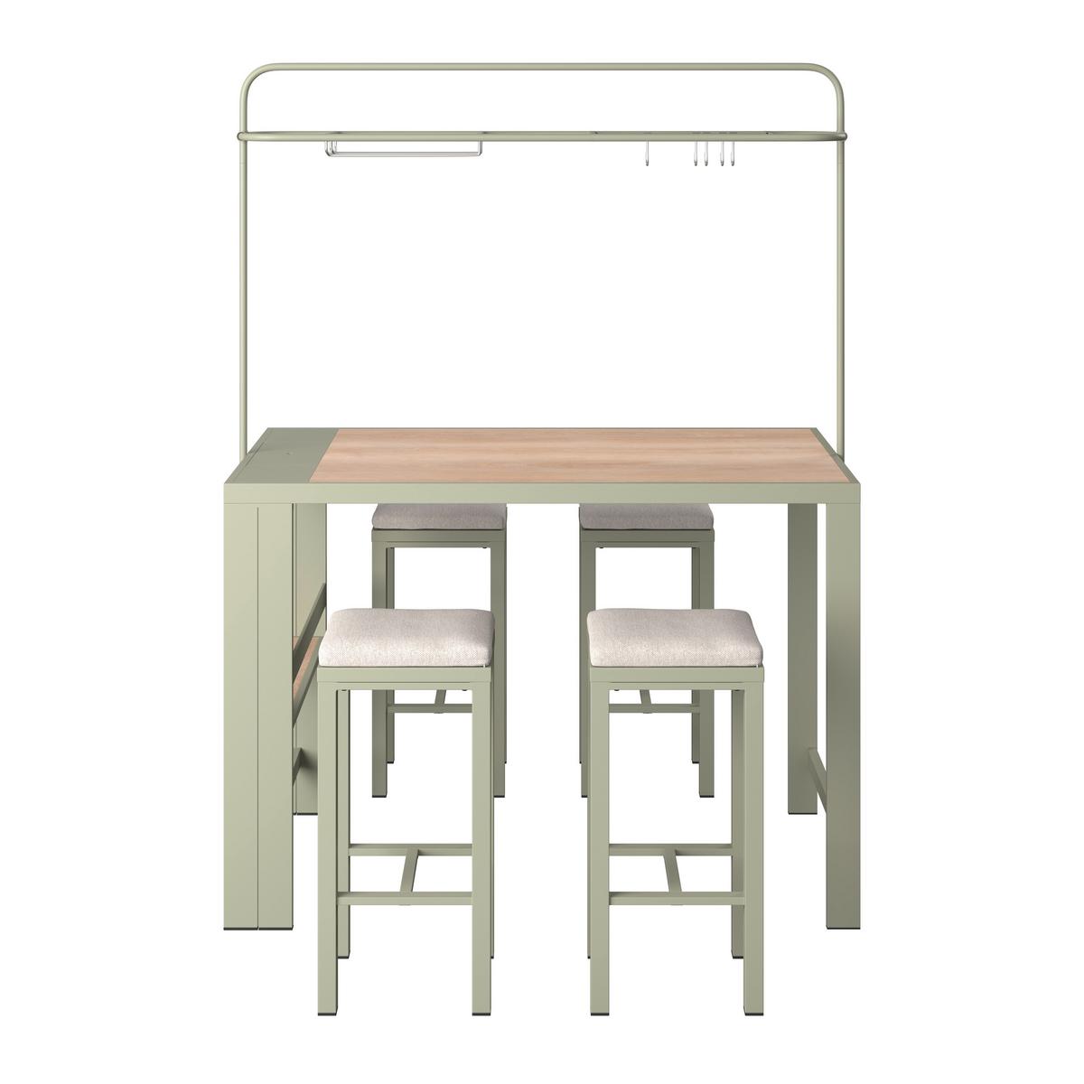 Gartenset Nelli Beige/Grün/Naturfarben - Beige/Naturfarben, MODERN, Kunststoff/Textil