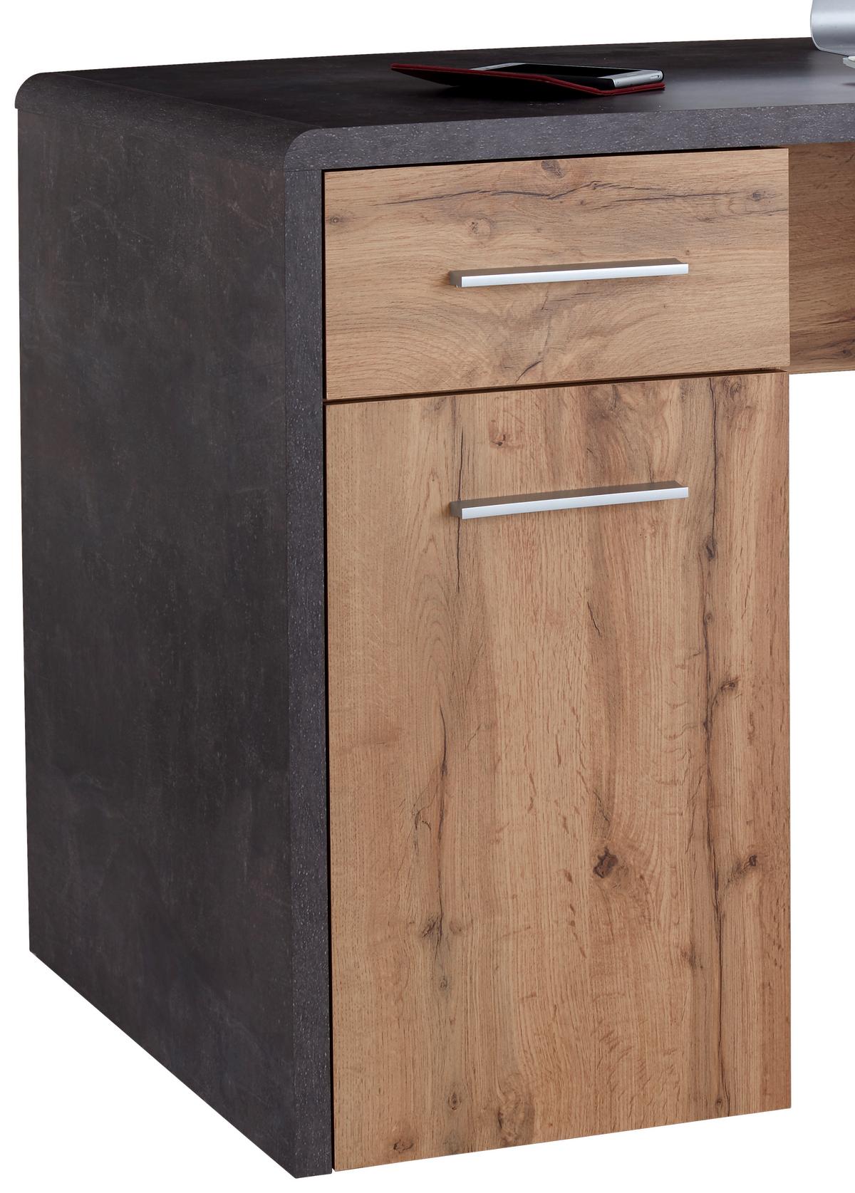 Pisalna Miza Fontana New Ftb06, Temno Siva, Hrast - barve kroma/temno siva, Moderno, umetna masa/leseni material (120/75,5/60cm) - Mömax