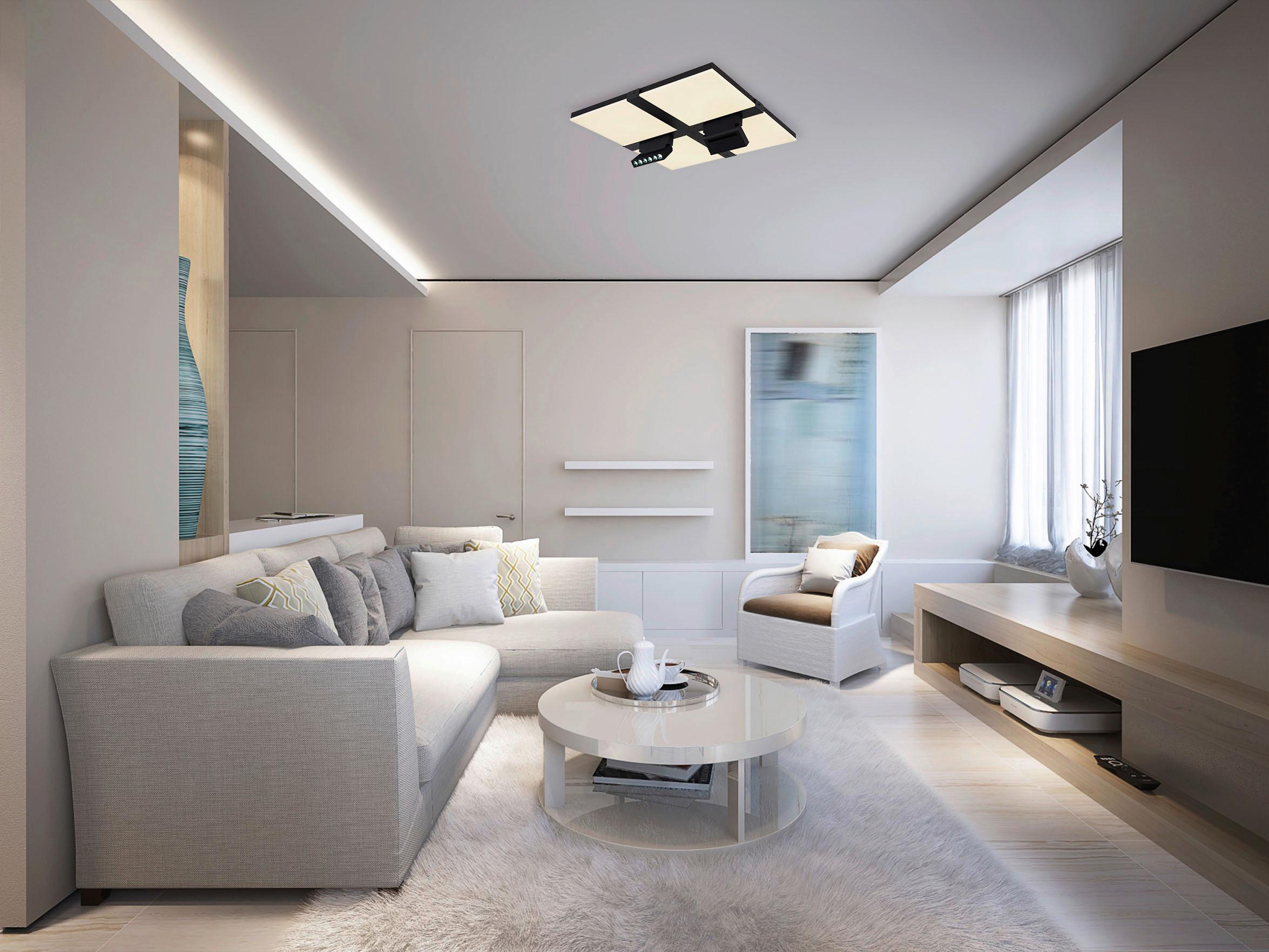 LED-Deckenleuchte Villsi Schwarz/Weiß max. 30 Watt - Opal/Schwarz, Design, Kunststoff/Metall (45/45/16,1cm) - Globo