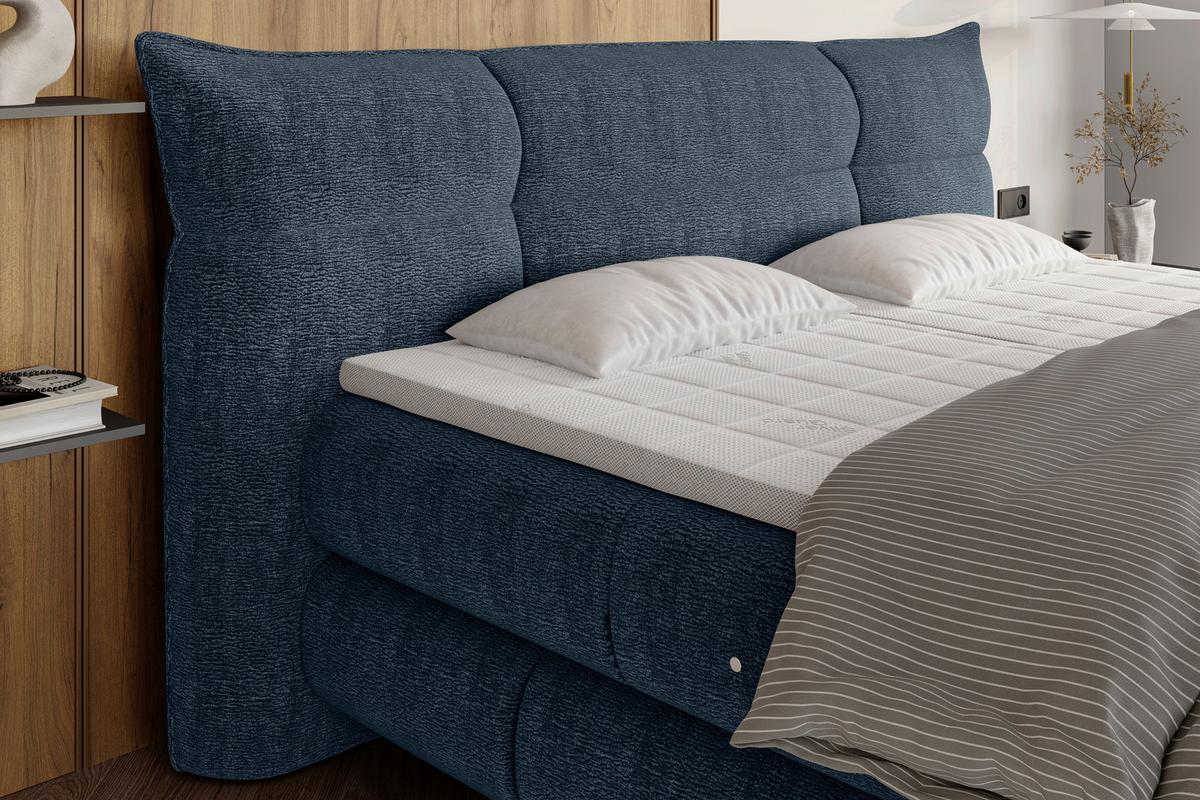 Boxspringbett Auris Graublau ca. 180x200cm - Graublau/Schwarz, KONVENTIONELL, Kunststoff/Textil (180/200cm) - Sembella