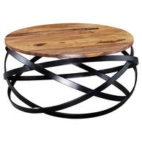 COUCHTISCH Sheeshamfarbe Echtholz - Sheeshamfarben/Schwarz, Design, Holz/Metall (60/60/30cm) - MID.YOU