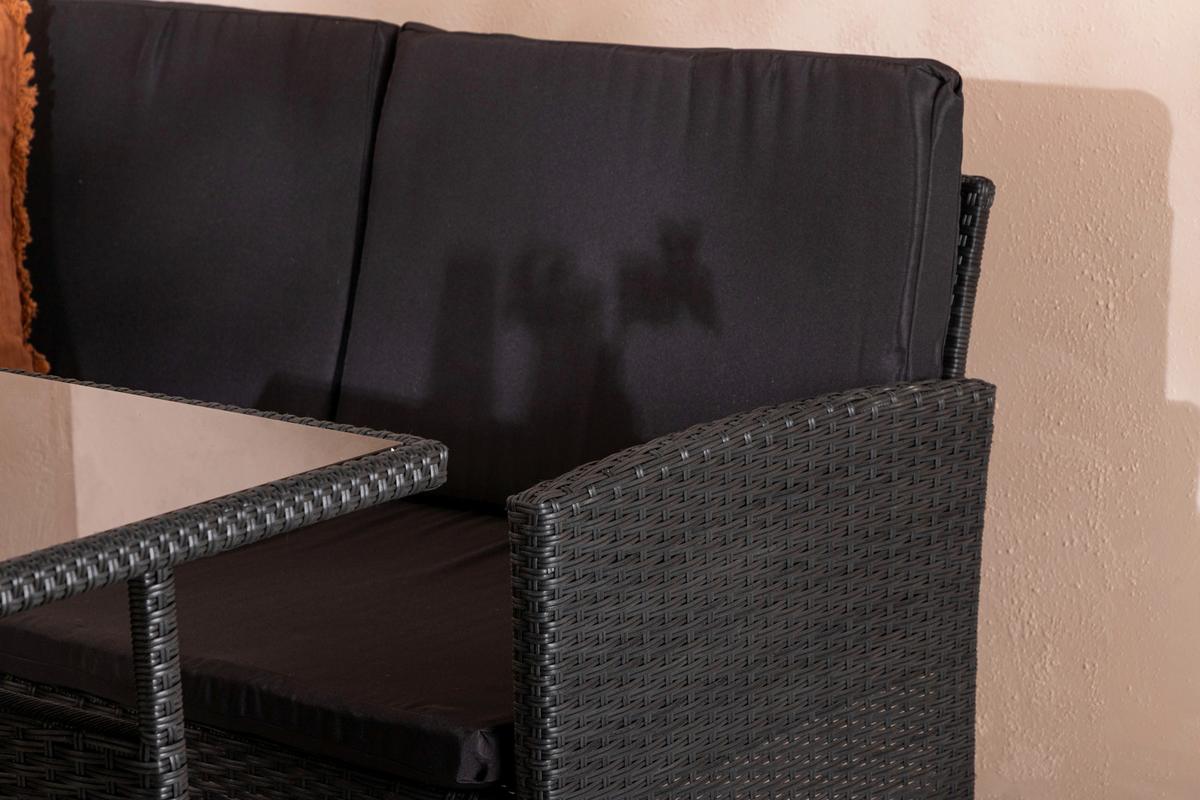 Dining-Loungeset Knock Schwarz - Schwarz, KONVENTIONELL, Kunststoff - Gardenson