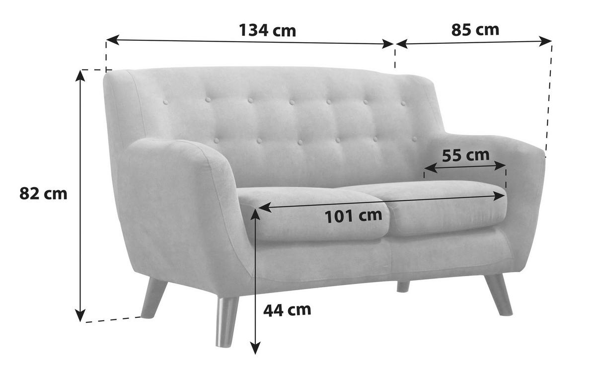 Dvosed Monaco, Temno Siva - temno siva/črna, Moderno, tekstil/les (134/82/80,5cm) - Modern Living