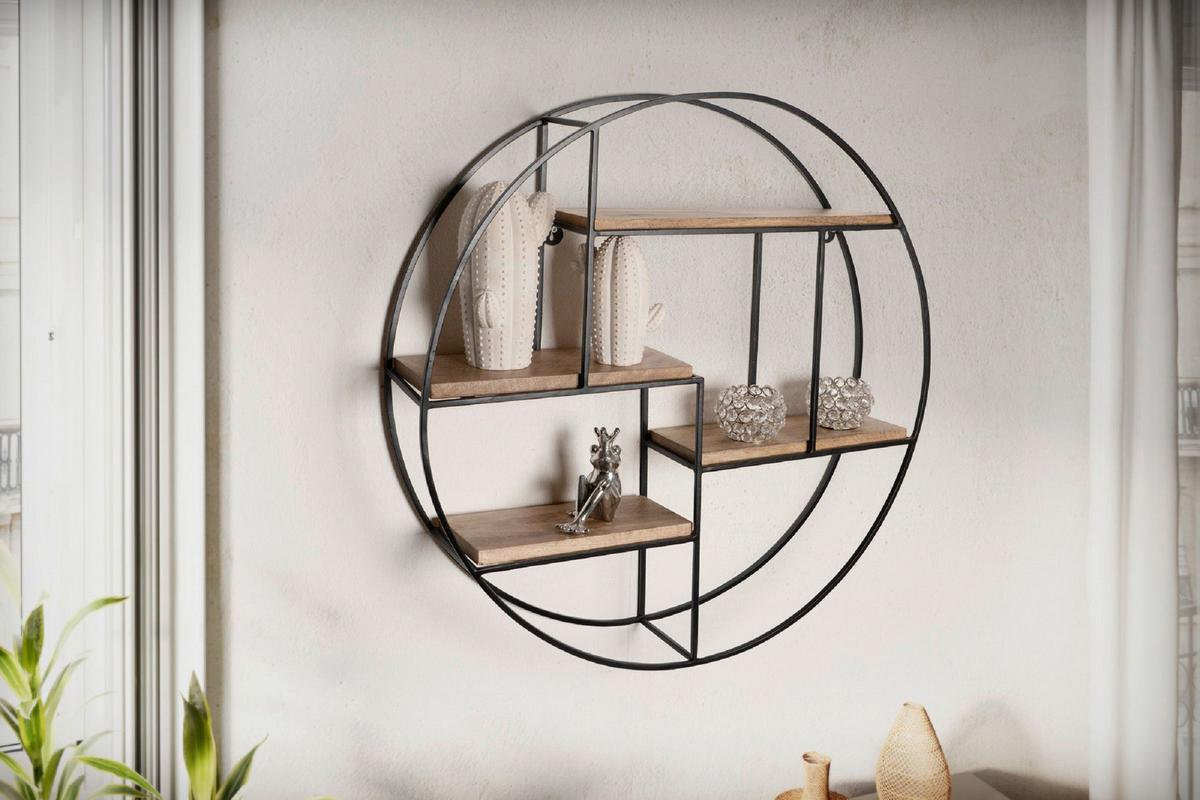 Wandregal in Schwarz ca. 70x70x18 cm - Schwarz, Design, Holz/Metall (70/70/18cm) - MID.YOU