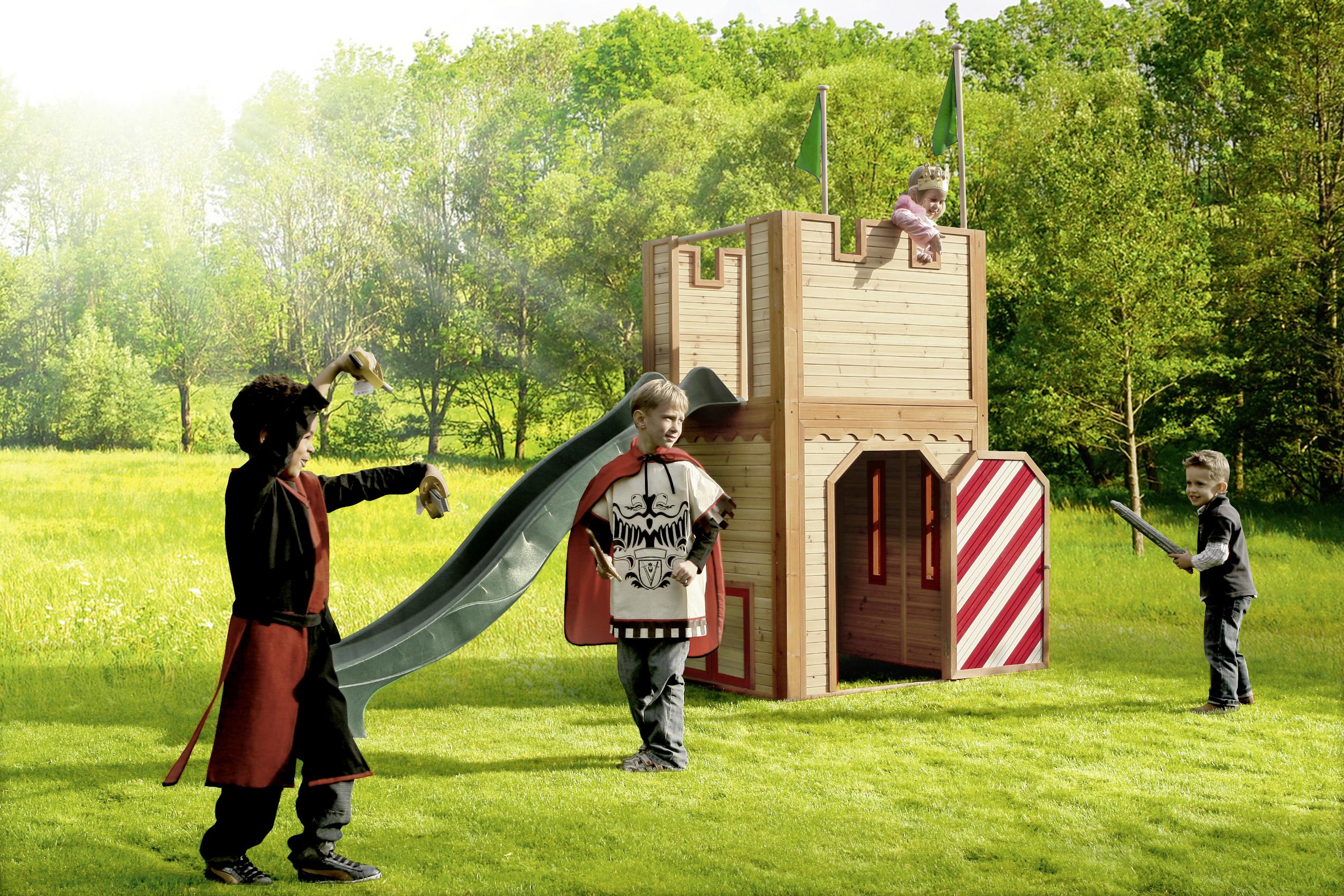 Spielturm Arthur aus Zedernholz - Braun/Grün, Basics, Holz (319/110/195cm) - Ambia Garden