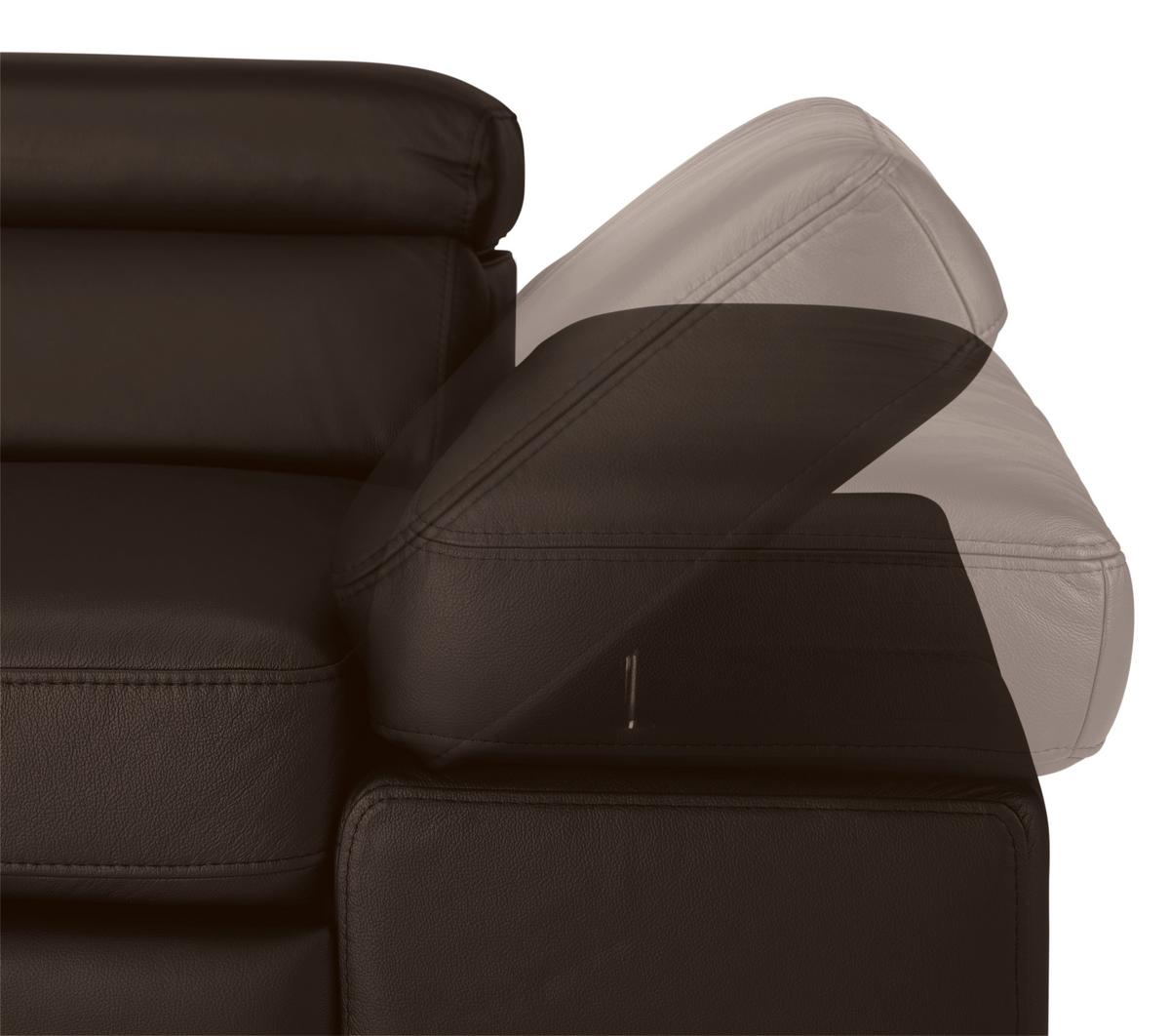 Wohnlandschaft Carmen links Dunkelbraun - Dunkelbraun/Schwarz, MODERN, Leder/Holz (292/72/226cm) - Premium Living