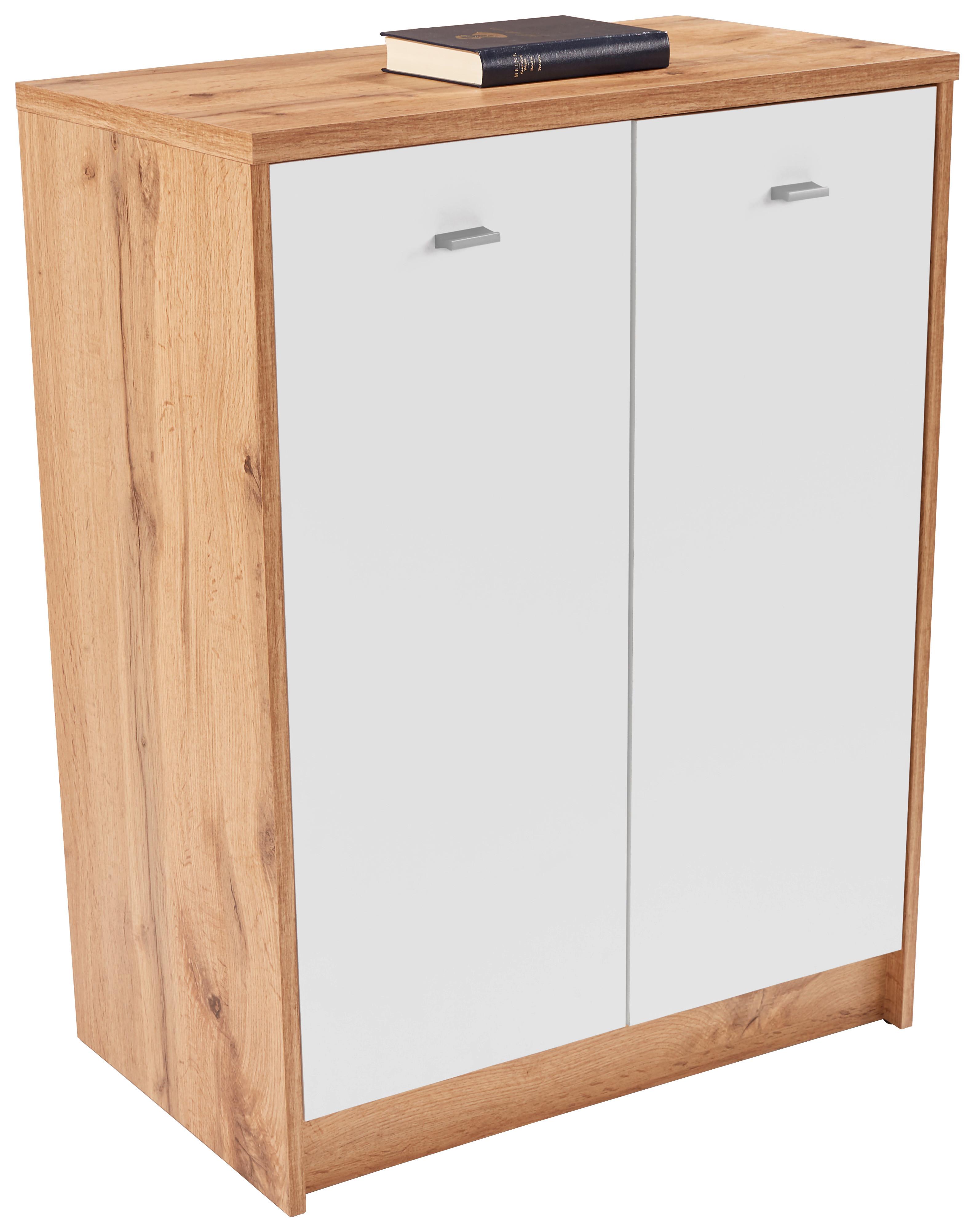 KOMODA 4-YOU NEW YUK03 - chromowy/biały, Modern, materiał drewnopochodny/tworzywo sztuczne (74/85,4/34,6cm)