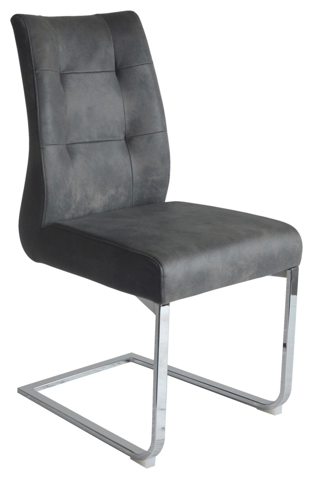 Schwingstuhl-Set MARLEN XXL Anthrazit, Wippfunktion - Anthrazit/Silberfarben, LIFESTYLE, Textil/Metall (47/96/62cm) - MID.YOU