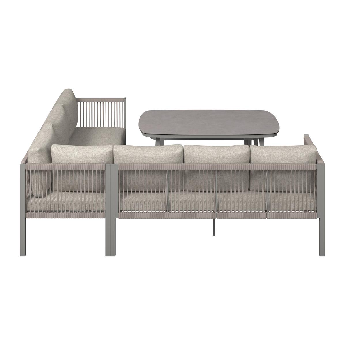 Gartenlounge Sophia - Beige/Creme, Modern, Glas/Textil (195/73/72cm)