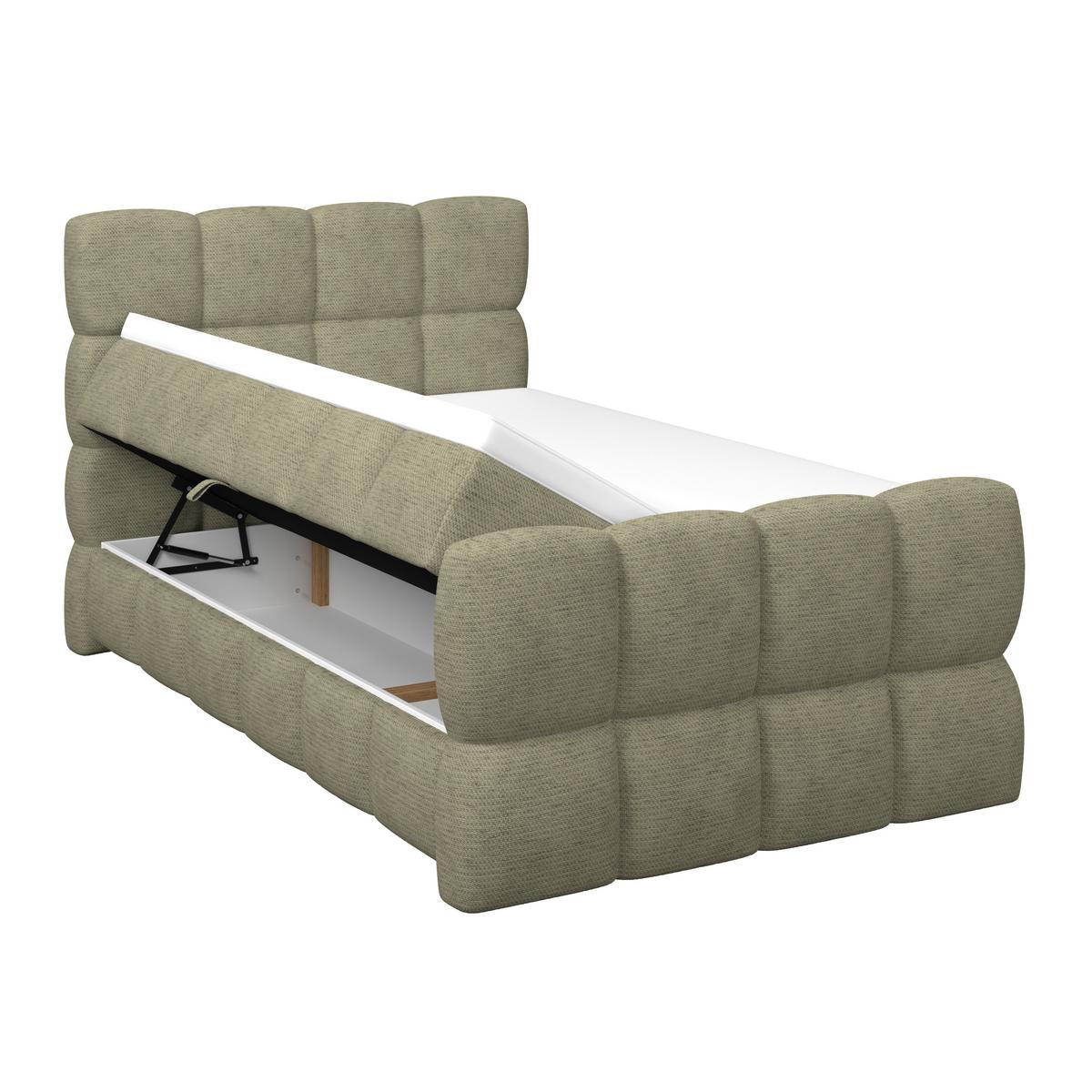 Postelja Boxspring Brisbane, Zelena, 140x220 - črna/zelena, Trend, kovina/umetna masa (140/220cm) - Premium Living