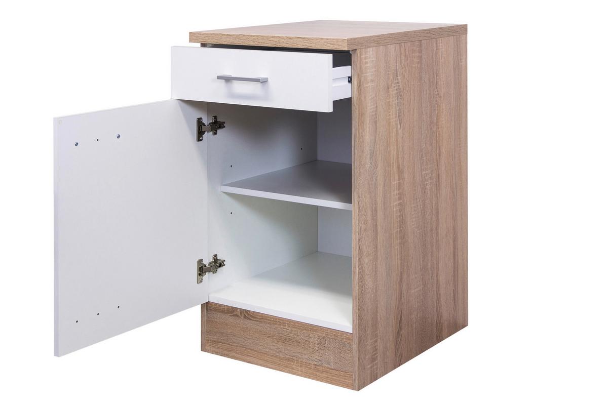 Kotna Kuhinja Z Aparati Samoa, Bela, Barva Hrasta - bela/barve aluminija, Moderno, umetna masa/leseni material (280/170cm) - FlexWell